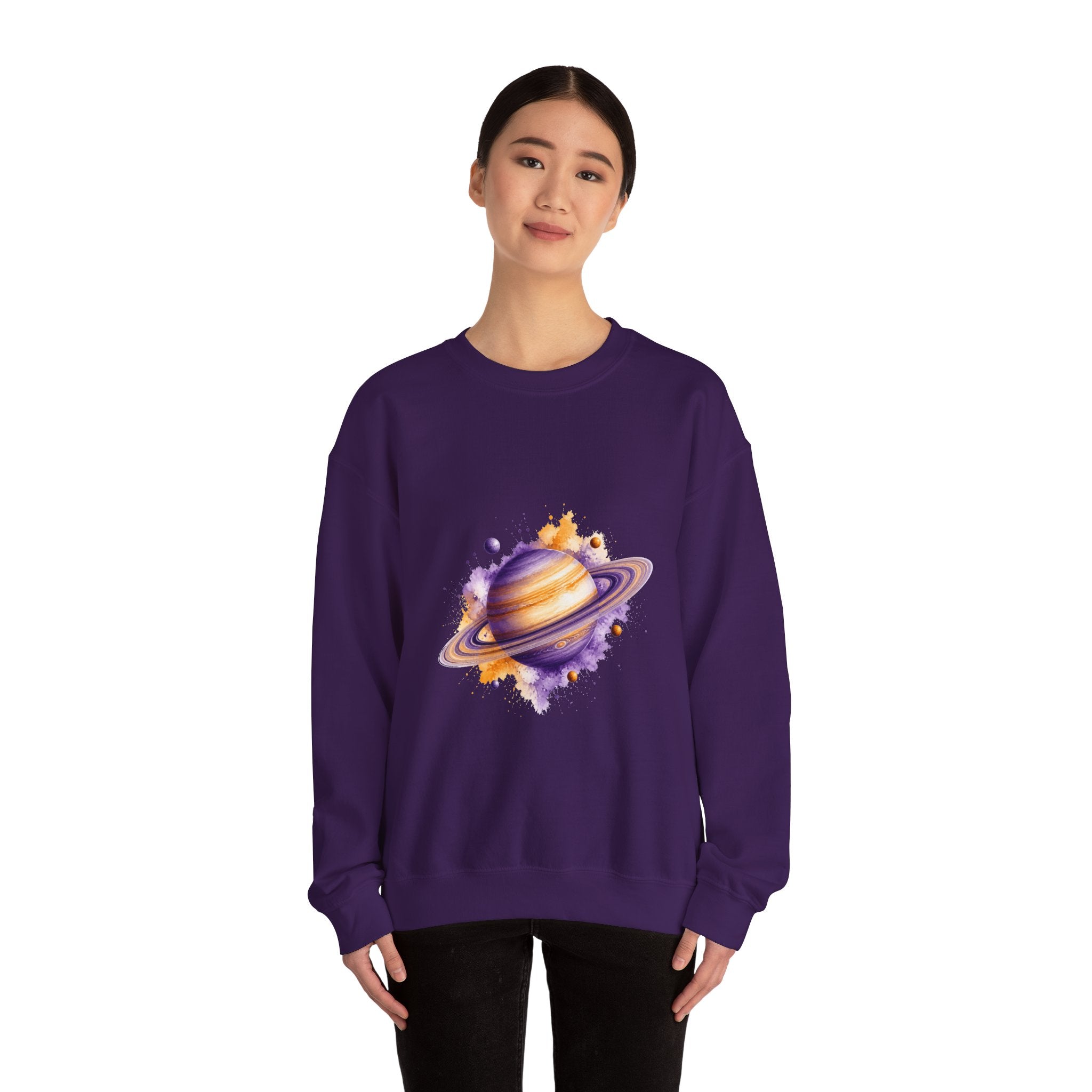 Matching Couple Sweatshirt - Saturn & Jupiter Matching Couple Comfort Colors Crew Watercolor Art His Hers Birthday Gift - Design A