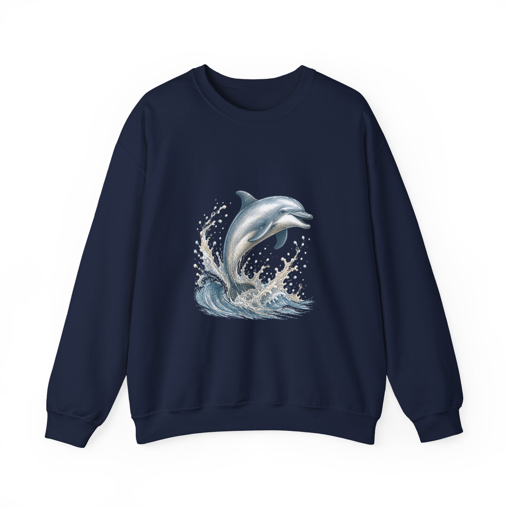 Matching Couple Sweatshirt - Shark & Dolphin Matching Couple Premium Fleece Sweatshirt Hand-Drawn Art His Hers Anniversary Gift - Design B