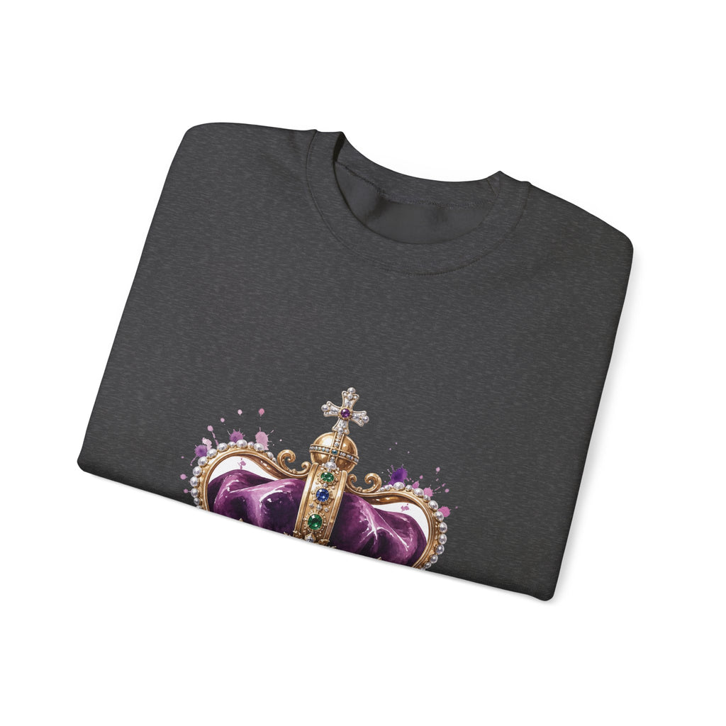 Matching Couple Sweatshirt - Crown & Shield Matching Couple Crewneck Sweatshirt Watercolor Art His Hers Engagement Gift - Design A