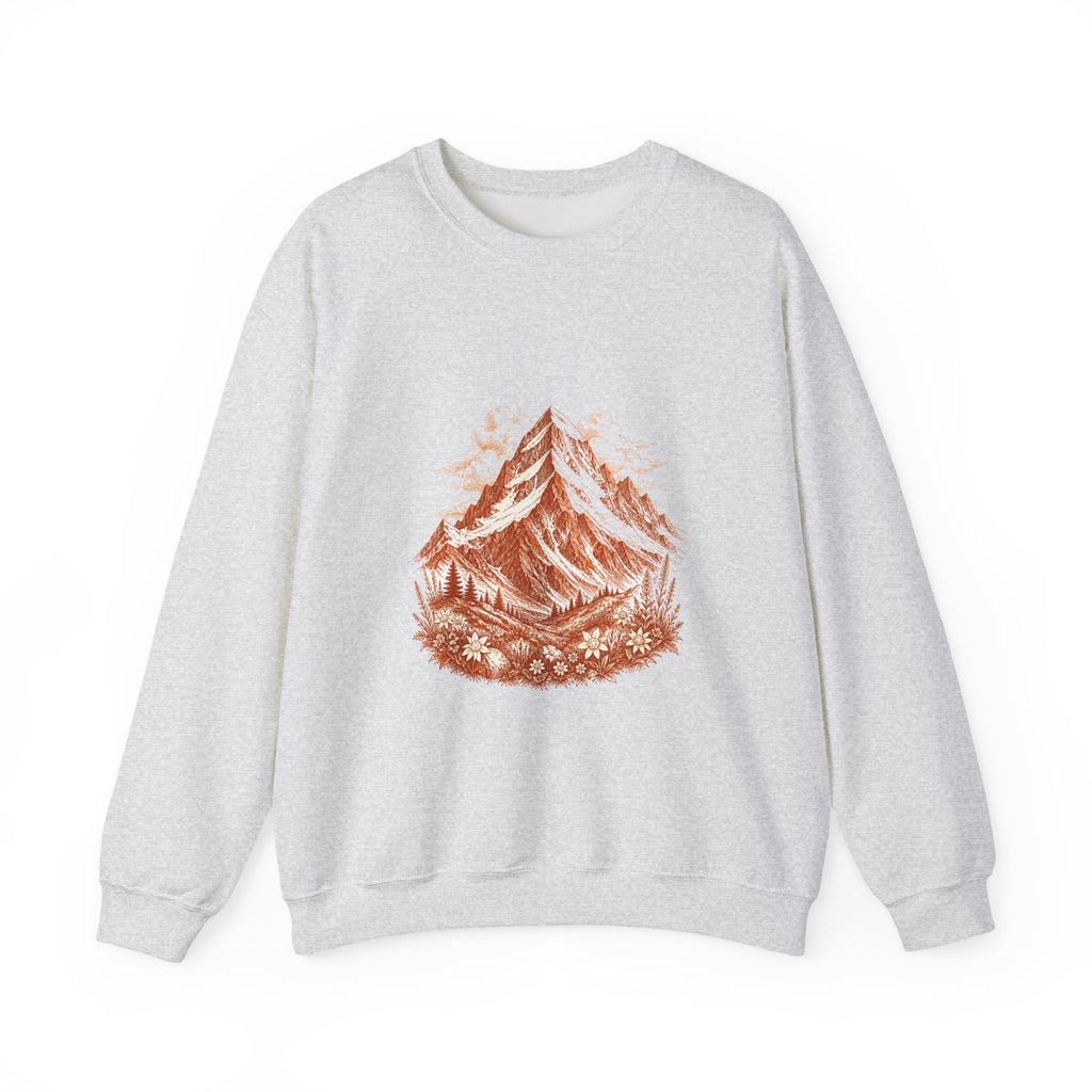 Matching Couple Sweatshirt - Mountain & Ocean Matching Couple Premium Fleece Sweatshirt Hand-Drawn Art His Hers Anniversary Gift - Design A