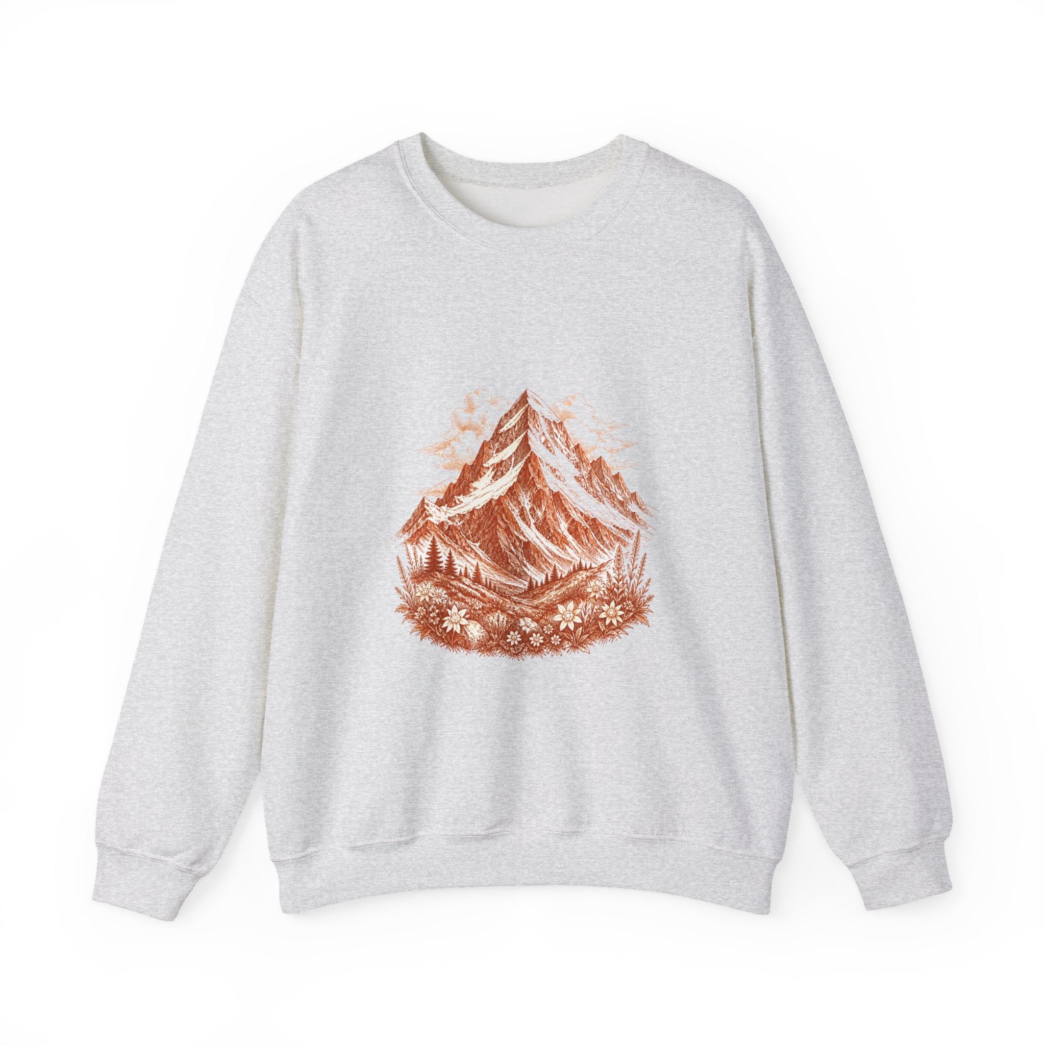 Matching Couple Sweatshirt - Mountain & Ocean Matching Couple Premium Fleece Sweatshirt Hand-Drawn Art His Hers Anniversary Gift - Design A