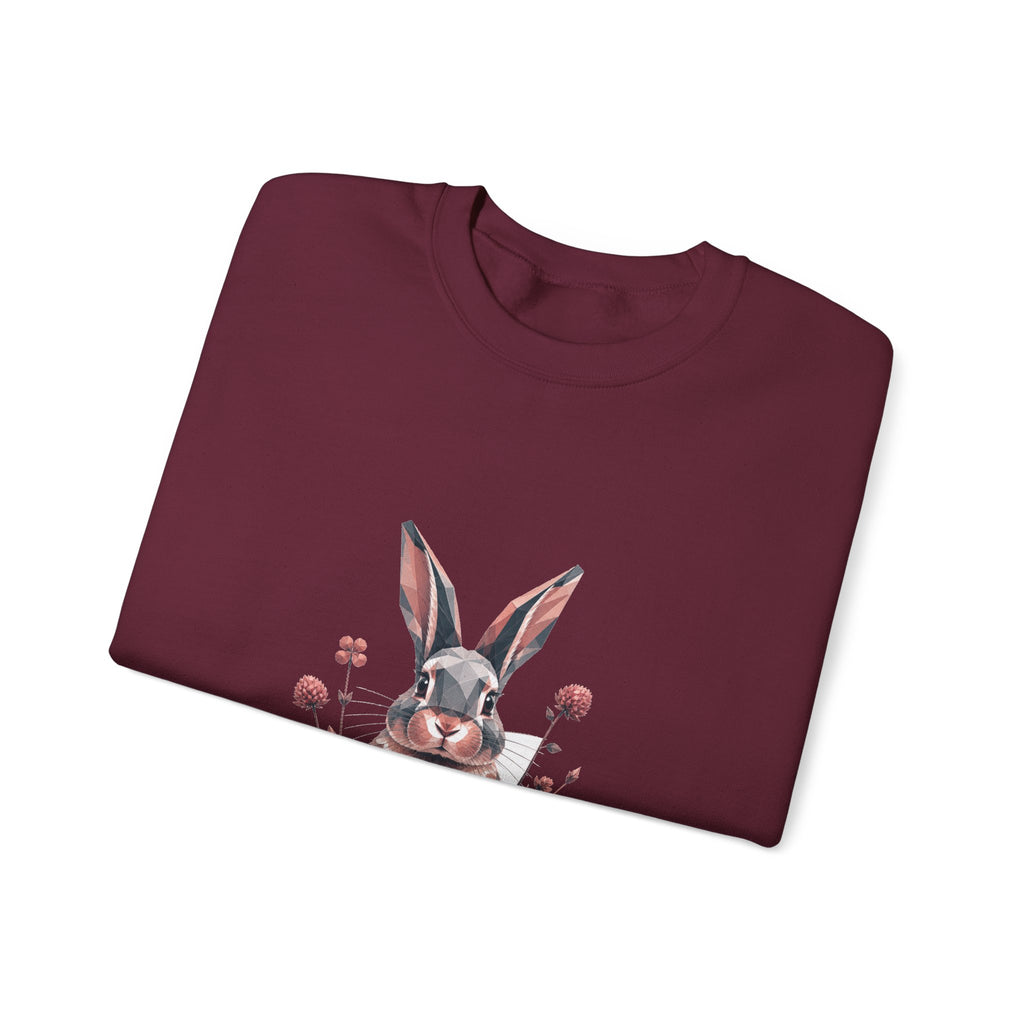 Matching Couple Sweatshirt - Fox & Rabbit Matching Couple Crewneck Sweatshirt Geometric Art His Hers Couple Gift - Design B