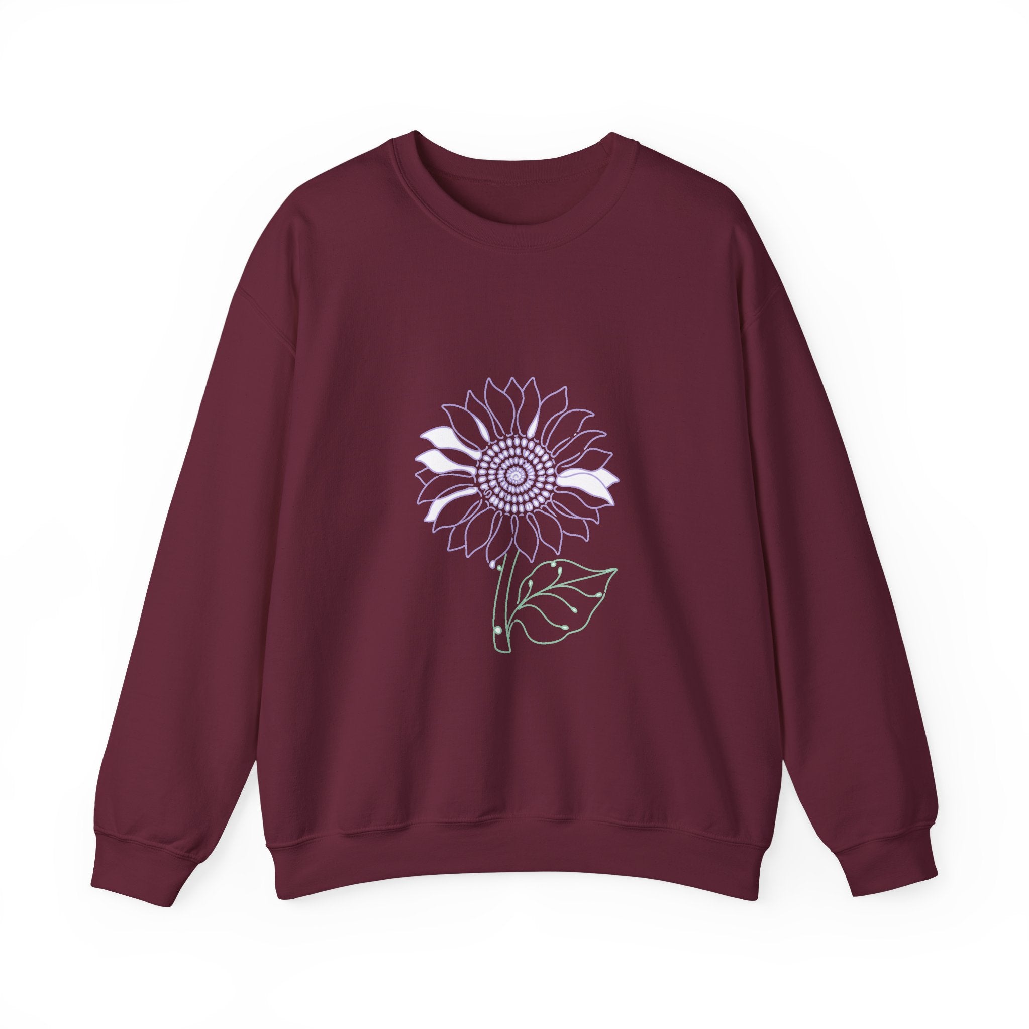 Matching Couple Sweatshirt - Sunflower & Moonflower Matching Couple Comfort Colors Crew Minimalist Art His Hers Christmas Gift - Design A