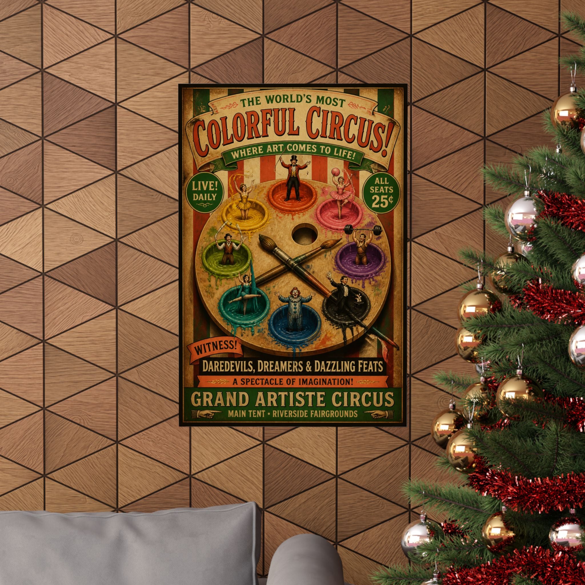 Paint Palette Stage Wall Art Poster 18×24 Vintage Circus Kitchen Decor Maximalist Print