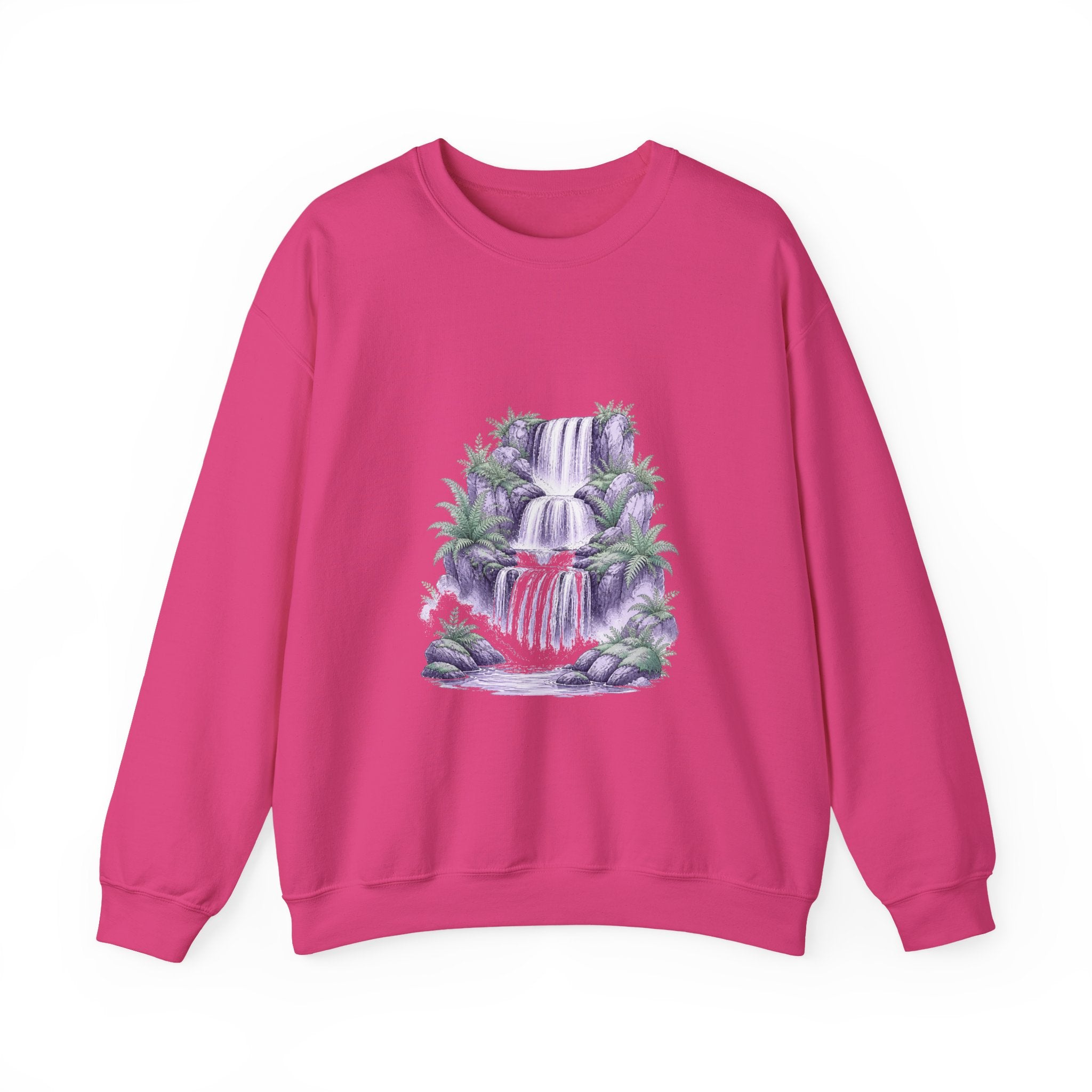 Matching Couple Sweatshirt - Wildfire & Waterfall Matching Couple Crewneck Sweatshirt Hand-Drawn Art His Hers Best Friend Gift - Design B