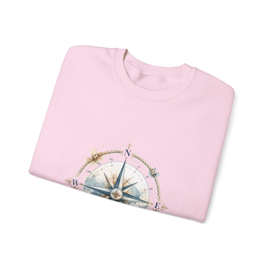 Matching Couple Sweatshirt - Compass North & South Matching Couple Crewneck Sweatshirt Watercolor Art His Hers Engagement Gift - Design A