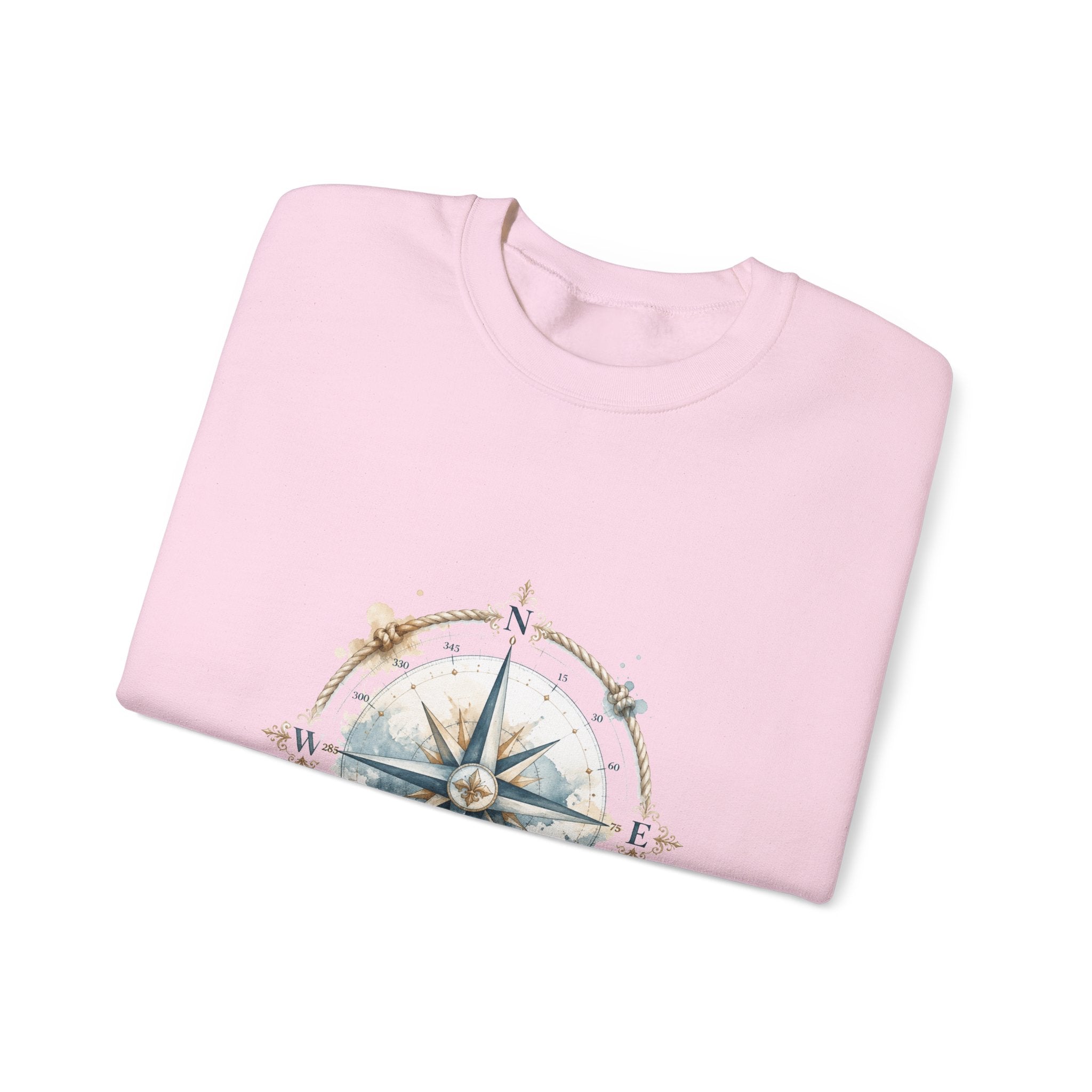 Matching Couple Sweatshirt - Compass North & South Matching Couple Crewneck Sweatshirt Watercolor Art His Hers Engagement Gift - Design A