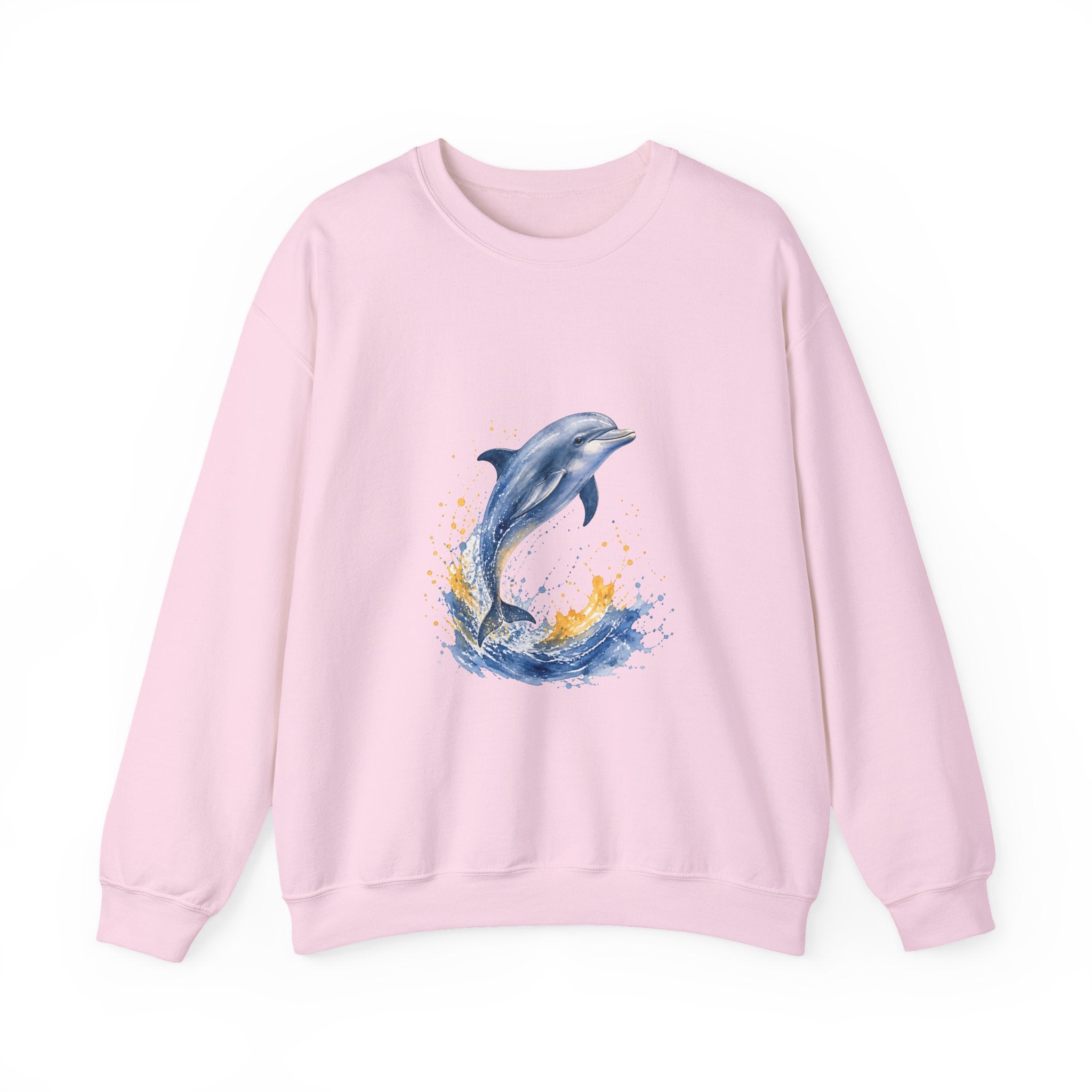 Matching Couple Sweatshirt - Shark & Dolphin Matching Couple Crewneck Sweatshirt Watercolor Art His Hers Engagement Gift - Design B