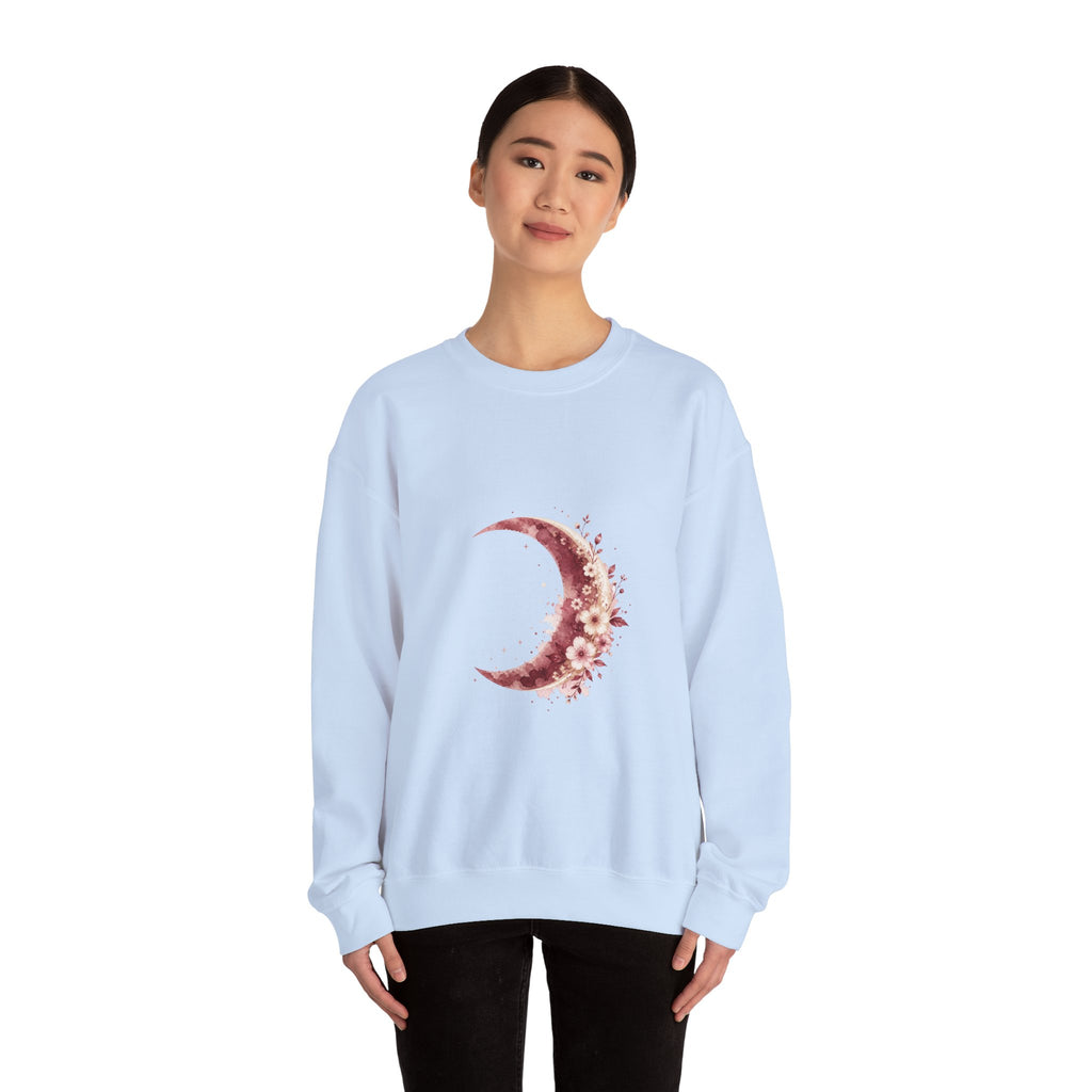 Matching Couple Sweatshirt - Waxing & Waning Moon Matching Couple Premium Fleece Sweatshirt Watercolor Art His Hers Birthday Gift - Design A