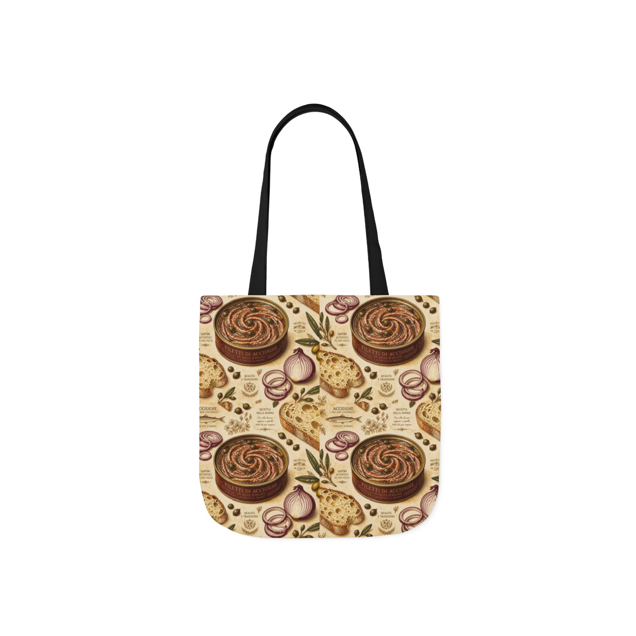 Anchovies & Capers Canvas Tote Bag Mediterranean Kitchen Botanical Design Italian Cottagecore Gift