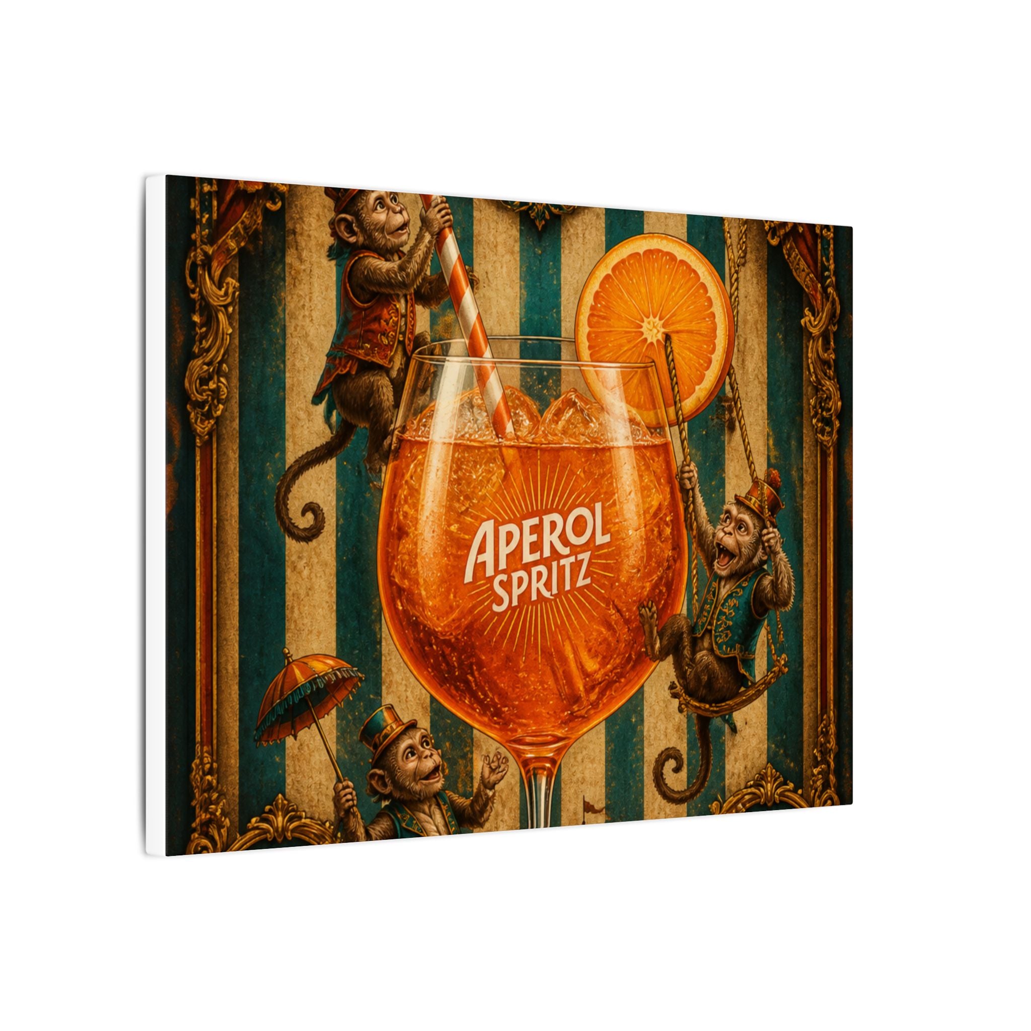 Aperol Spritz Monkeys Wall Art Canvas 16×20 Baroque Home Office Decor Maximalist Print