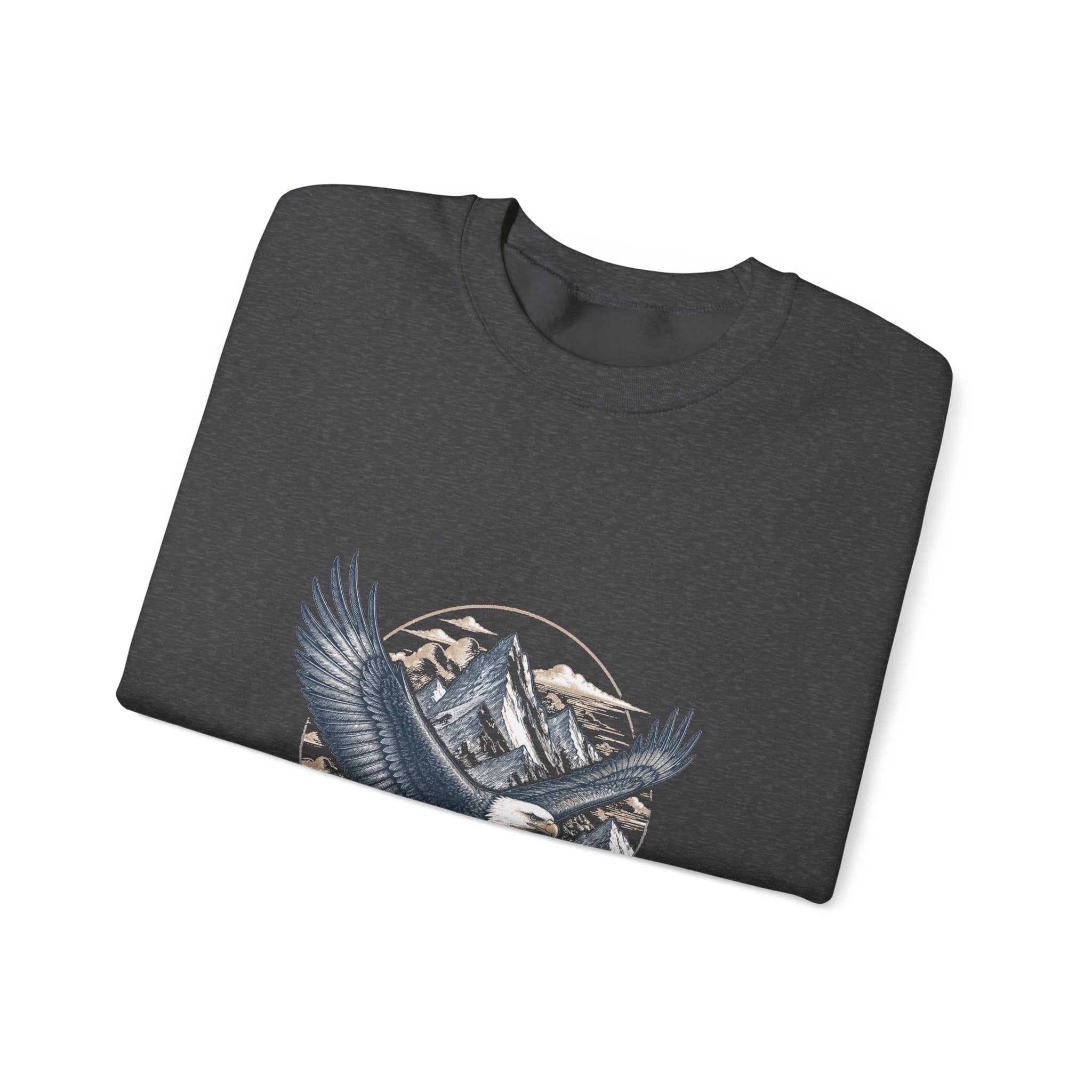 Matching Couple Sweatshirt - Eagle & Whale Matching Couple Crewneck Sweatshirt Hand-Drawn Art His Hers Best Friend Gift - Design A