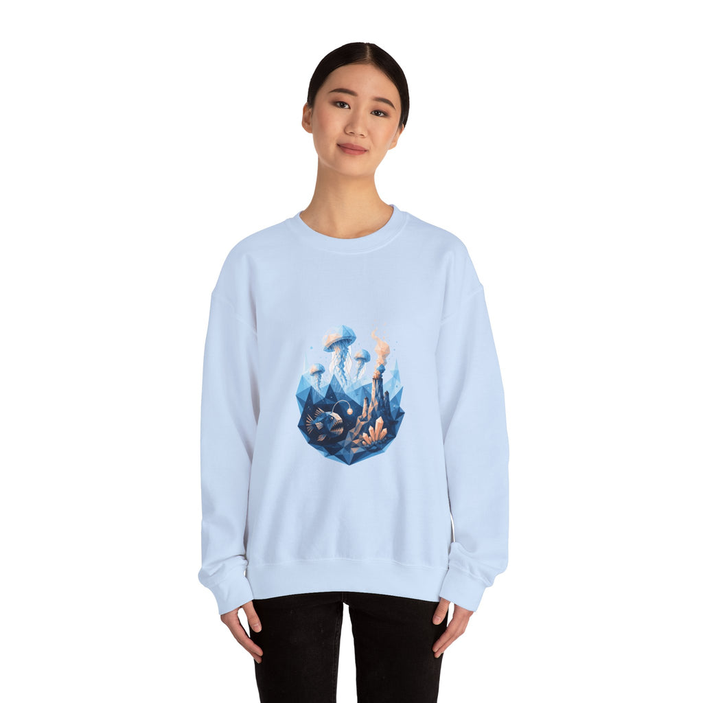 Matching Couple Sweatshirt - Coral Reef & Deep Sea Matching Couple Crewneck Sweatshirt Geometric Art His Hers Couple Gift - Design B