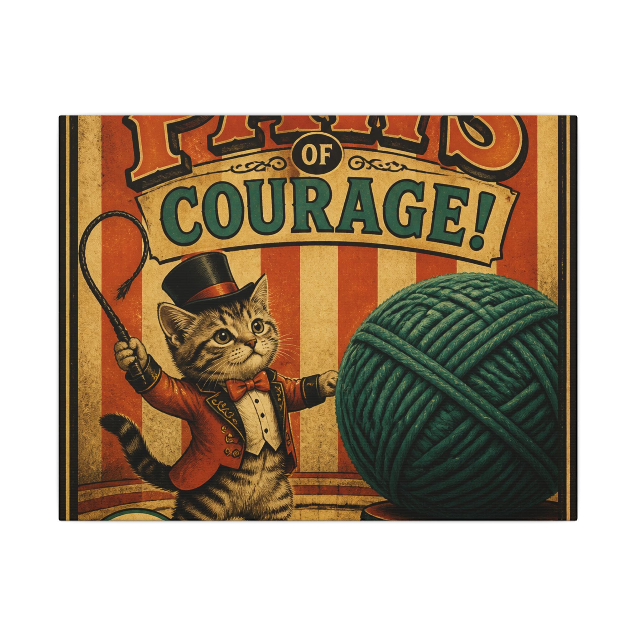Cat Lion Tamer Wall Art Canvas 16×20 Vintage Circus Kitchen Decor Maximalist Print