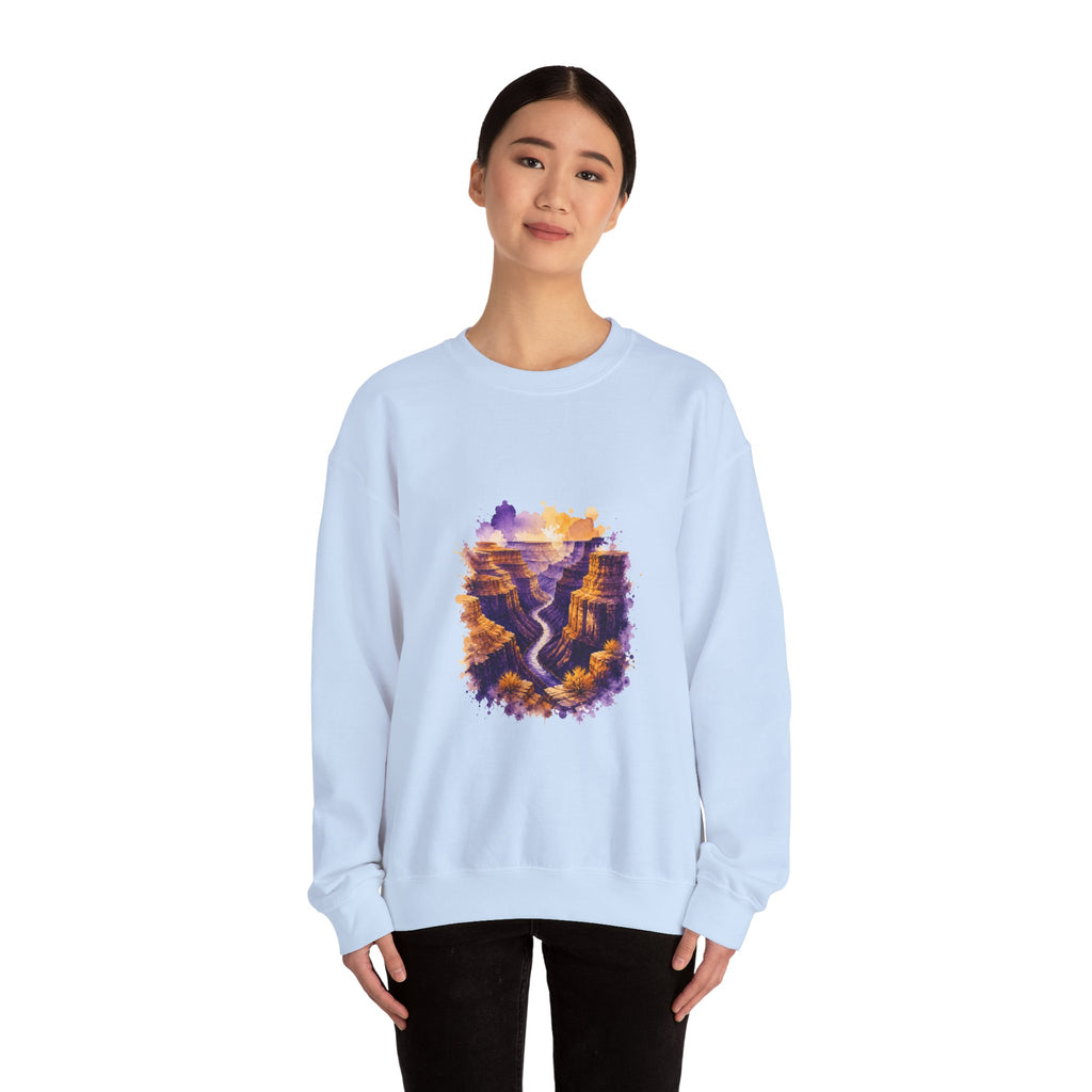 Matching Couple Sweatshirt - Lavender Fields & Canyon Matching Couple Premium Fleece Sweatshirt Watercolor Art His Hers Birthday Gift - Design B
