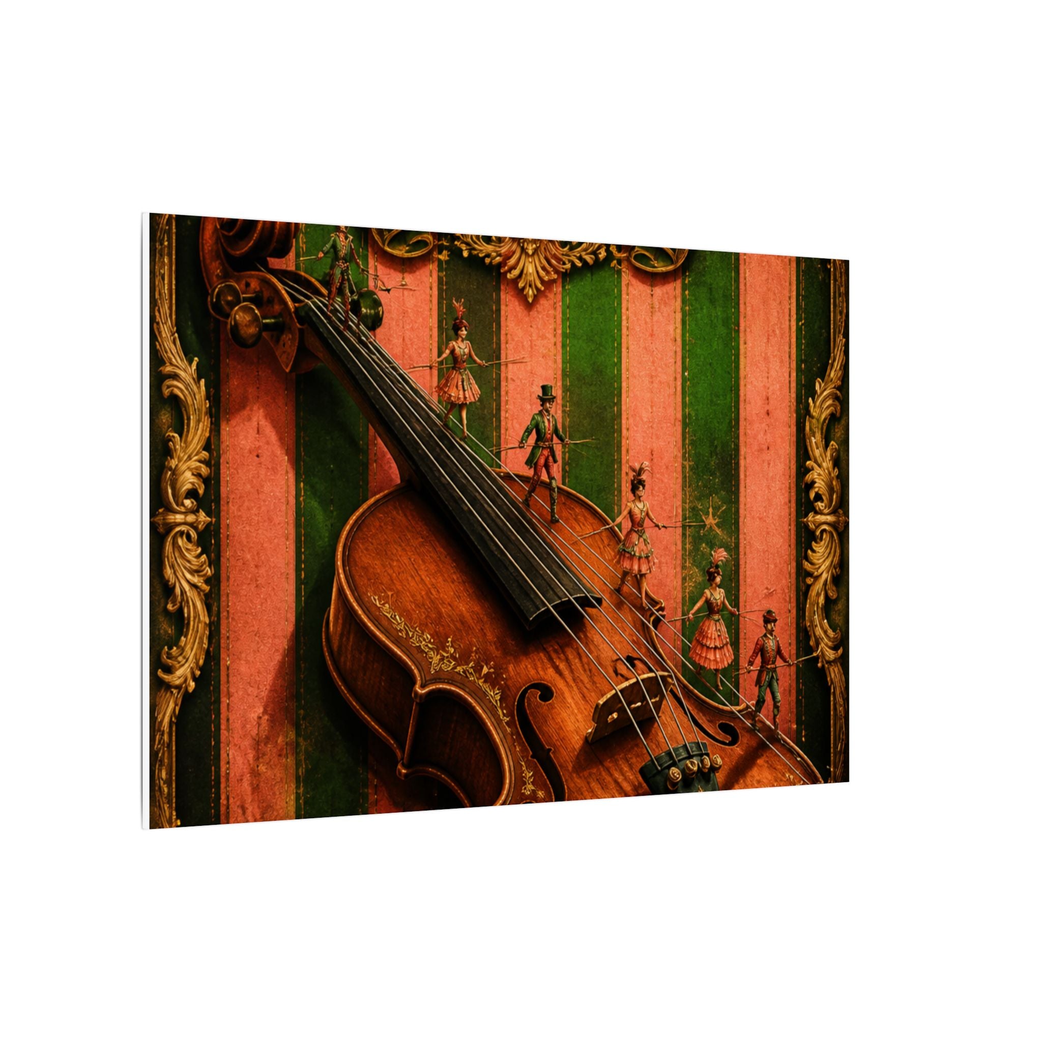 Violin Tightrope Bridge Wall Art Canvas 24×36 Baroque Studio Decor Maximalist Print