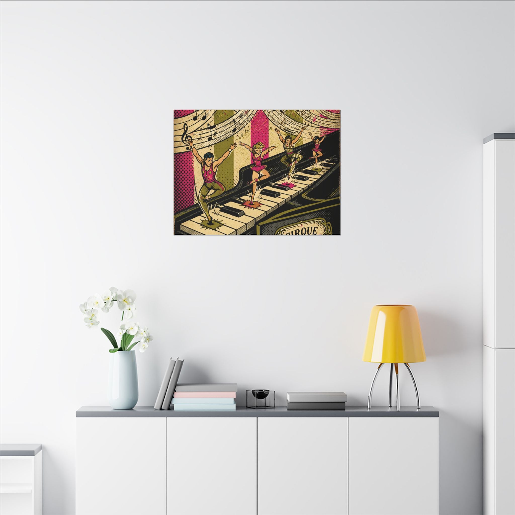 Grand Piano Acrobats Wall Art Canvas 16×20 Pop Art Living Room Decor Maximalist Print