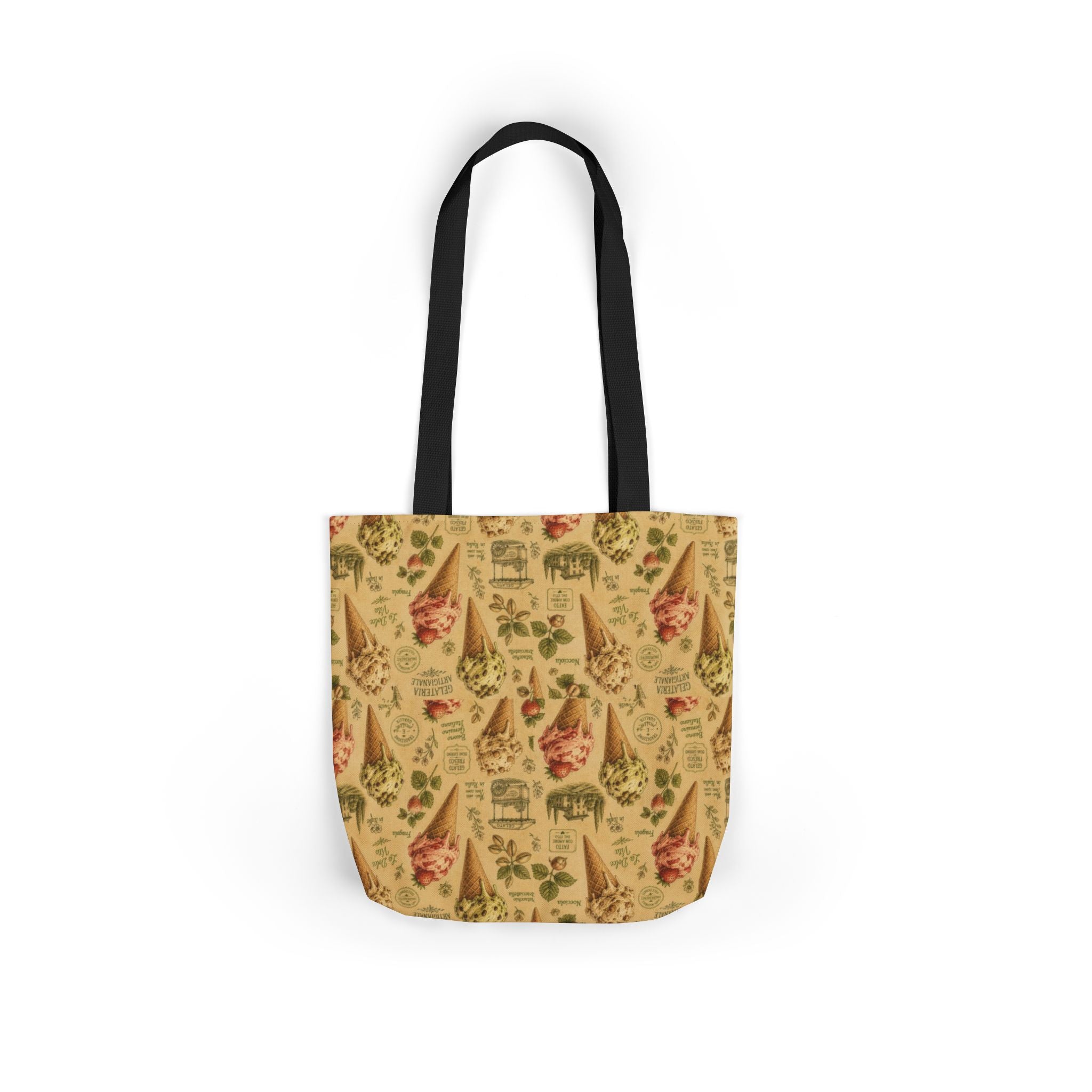 Gelato Scoops Canvas Tote Bag Mediterranean Kitchen Botanical Design Italian Cottagecore Gift
