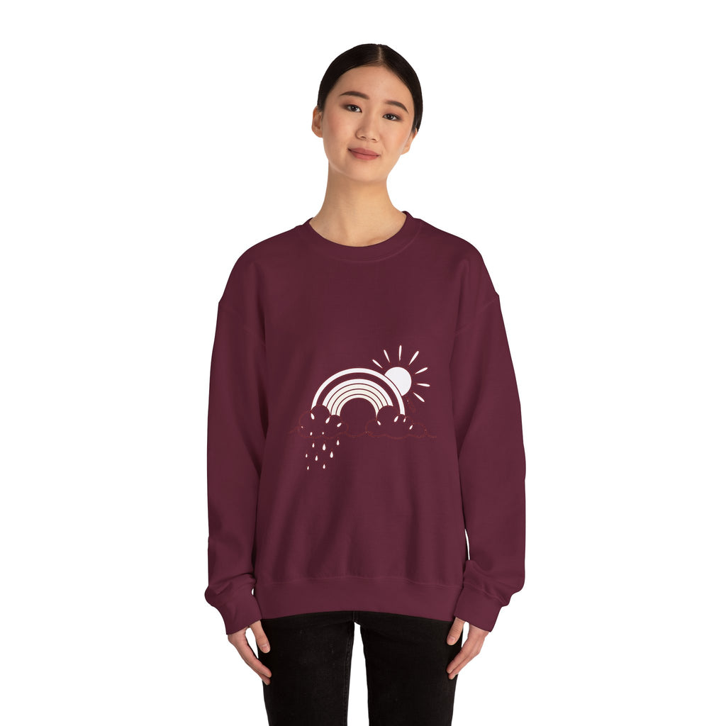 Matching Couple Sweatshirt - Storm & Rainbow Matching Couple Crewneck Sweatshirt Minimalist Art His Hers Valentine Gift - Design B