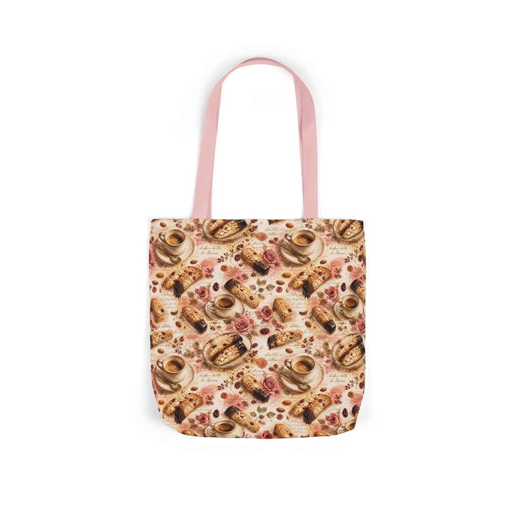 Almond Biscotti Canvas Tote Bag Mediterranean Kitchen Watercolor Splash Design Italian Cottagecore Gift