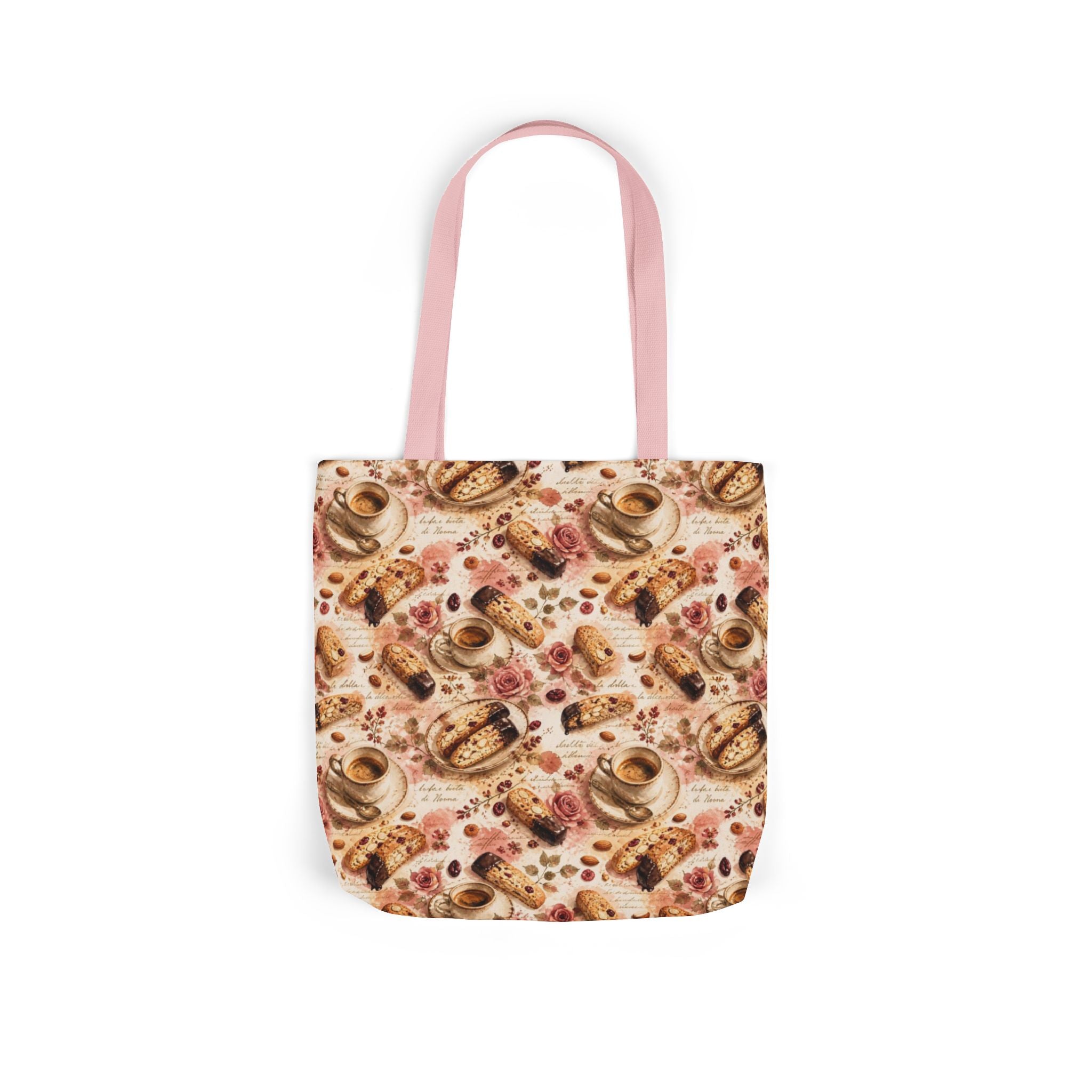 Almond Biscotti Canvas Tote Bag Mediterranean Kitchen Watercolor Splash Design Italian Cottagecore Gift