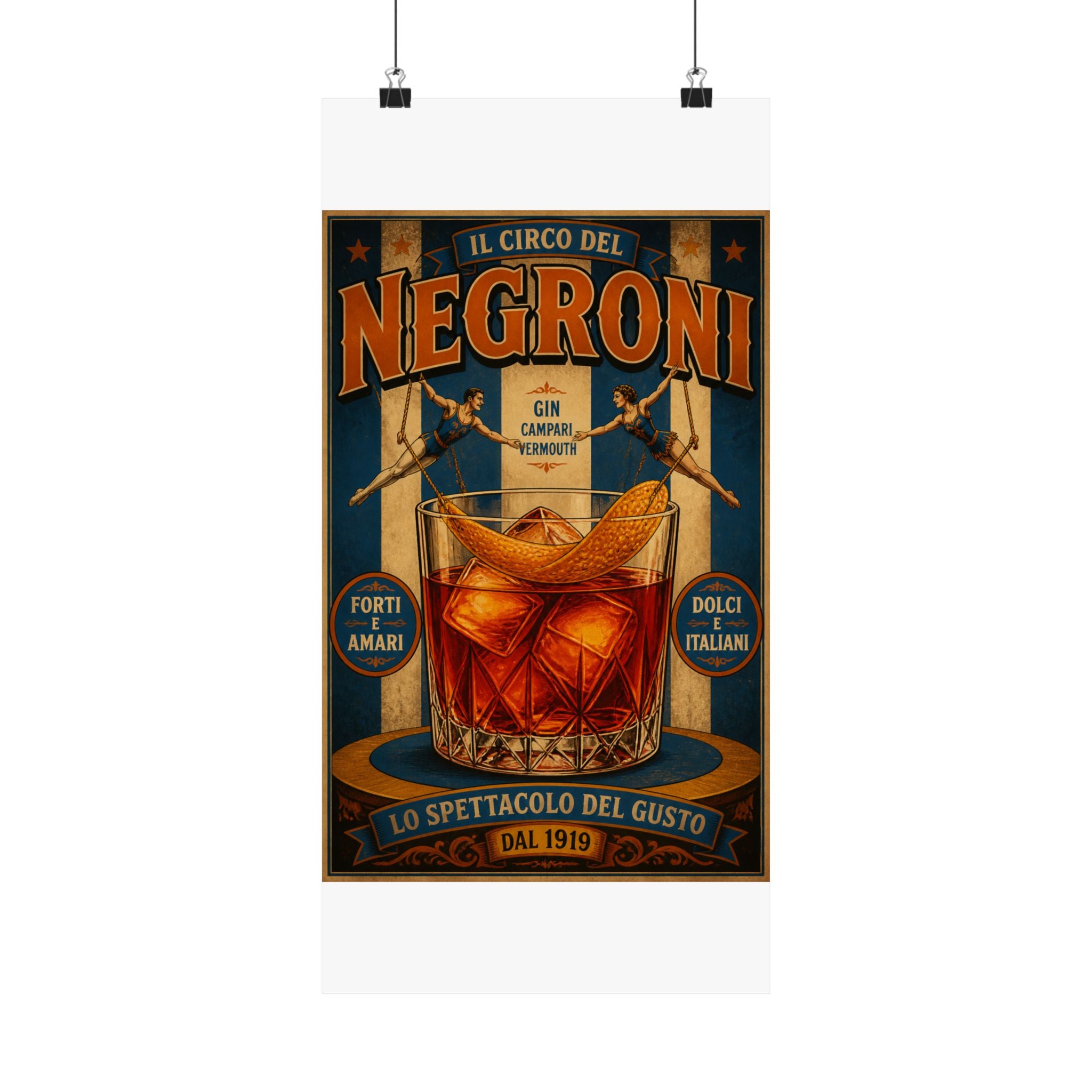Negroni Trapeze Act Wall Art Poster 18×24 Vintage Circus Kitchen Decor Maximalist Print