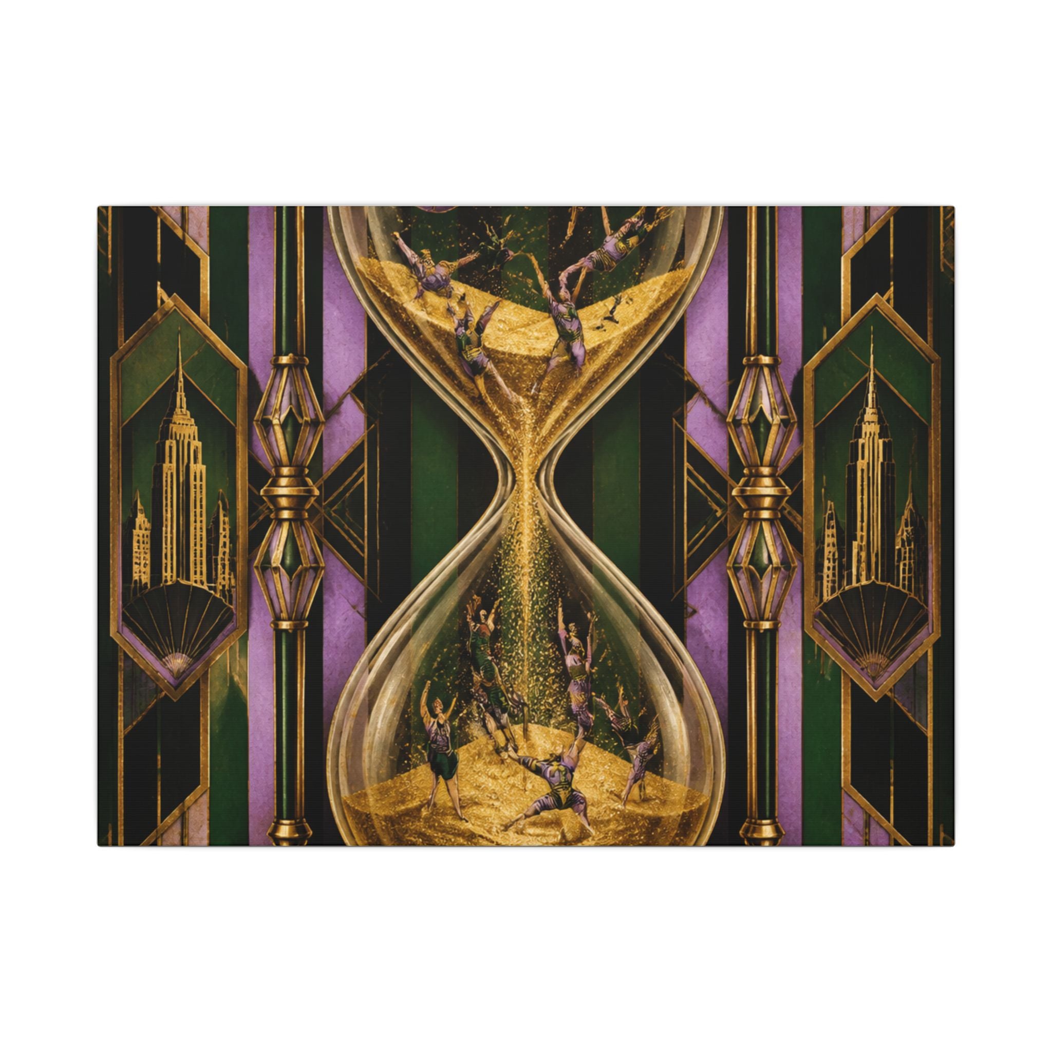 Hourglass Acrobats Wall Art Canvas 24×36 Art Deco Bar Area Decor Maximalist Print