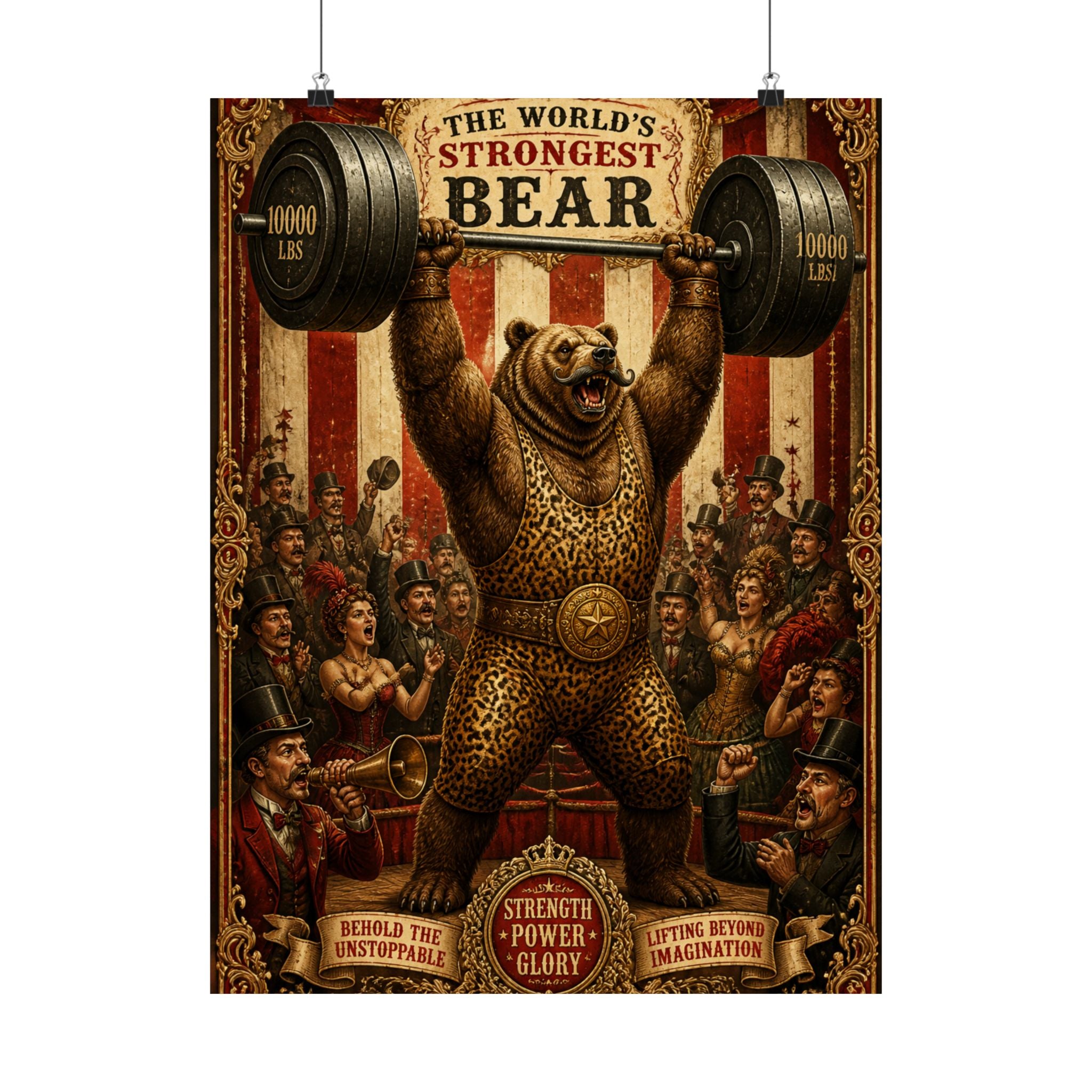 Strongman Bear Wall Art Poster 18×24 Baroque Home Office Decor Maximalist Print