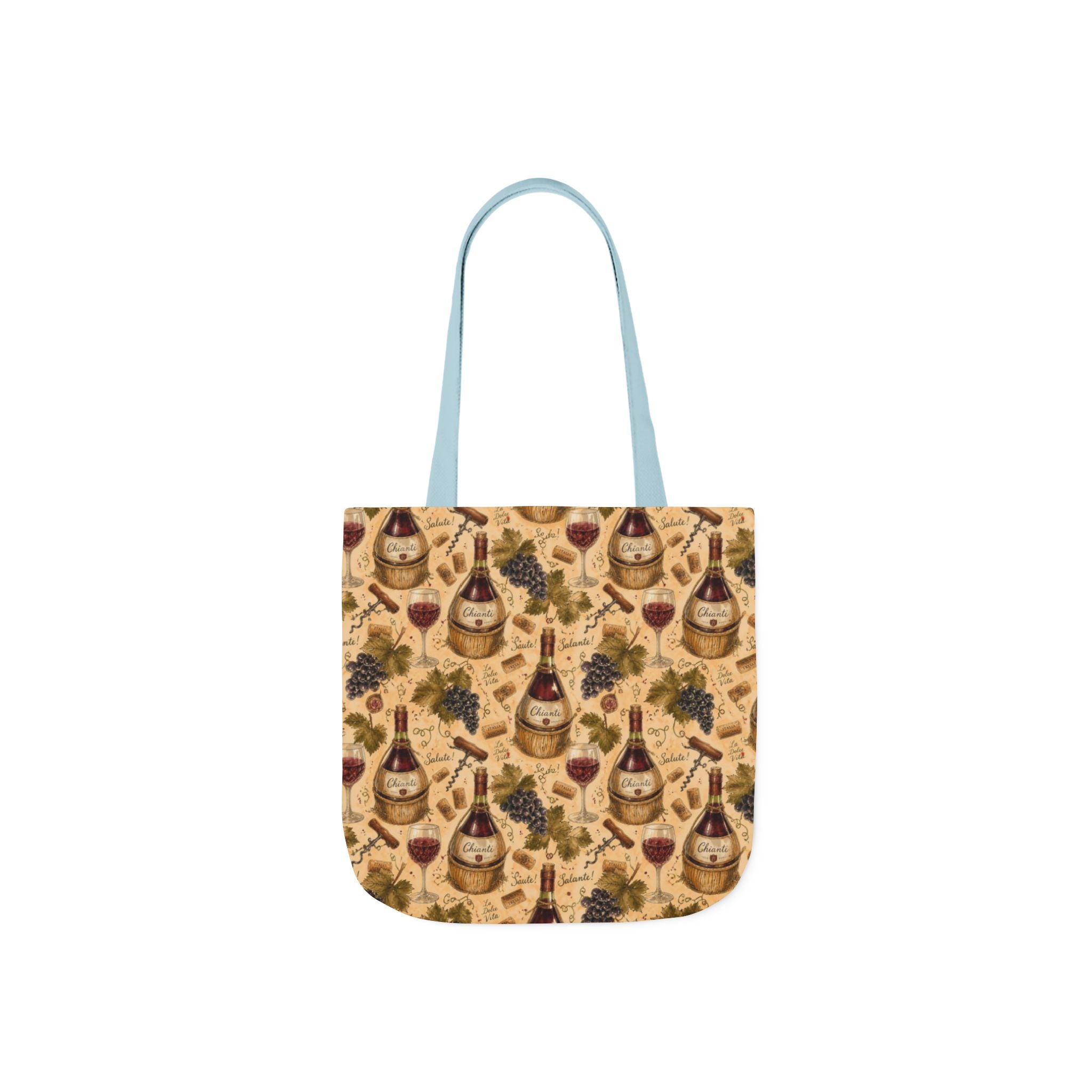 Wine Bottles & Glasses Canvas Tote Bag Mediterranean Kitchen Watercolor Design Italian Cottagecore Gift