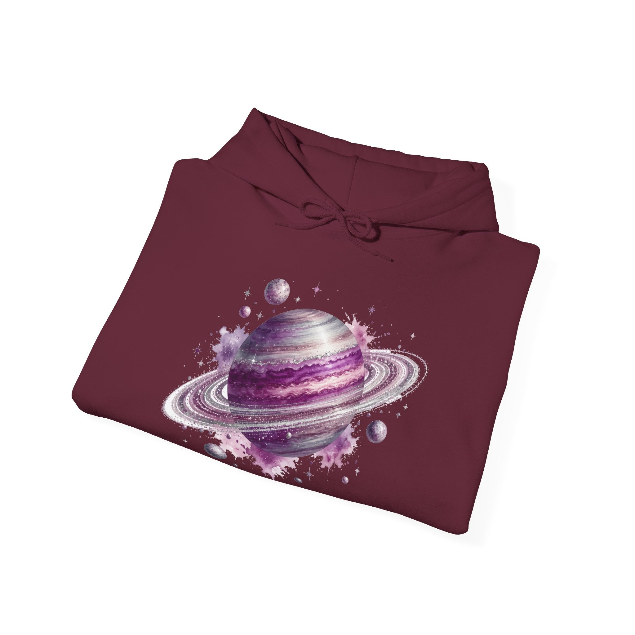 Matching Couple Sweatshirt - Astronaut & Planet Matching Couple Hooded Sweatshirt Watercolor Art His Hers Engagement Gift - Design B