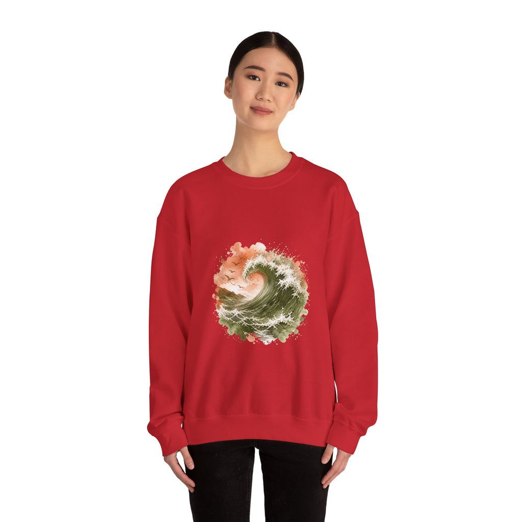 Matching Couple Sweatshirt - Mountain & Ocean Matching Couple Premium Fleece Sweatshirt Watercolor Art His Hers Birthday Gift - Design B