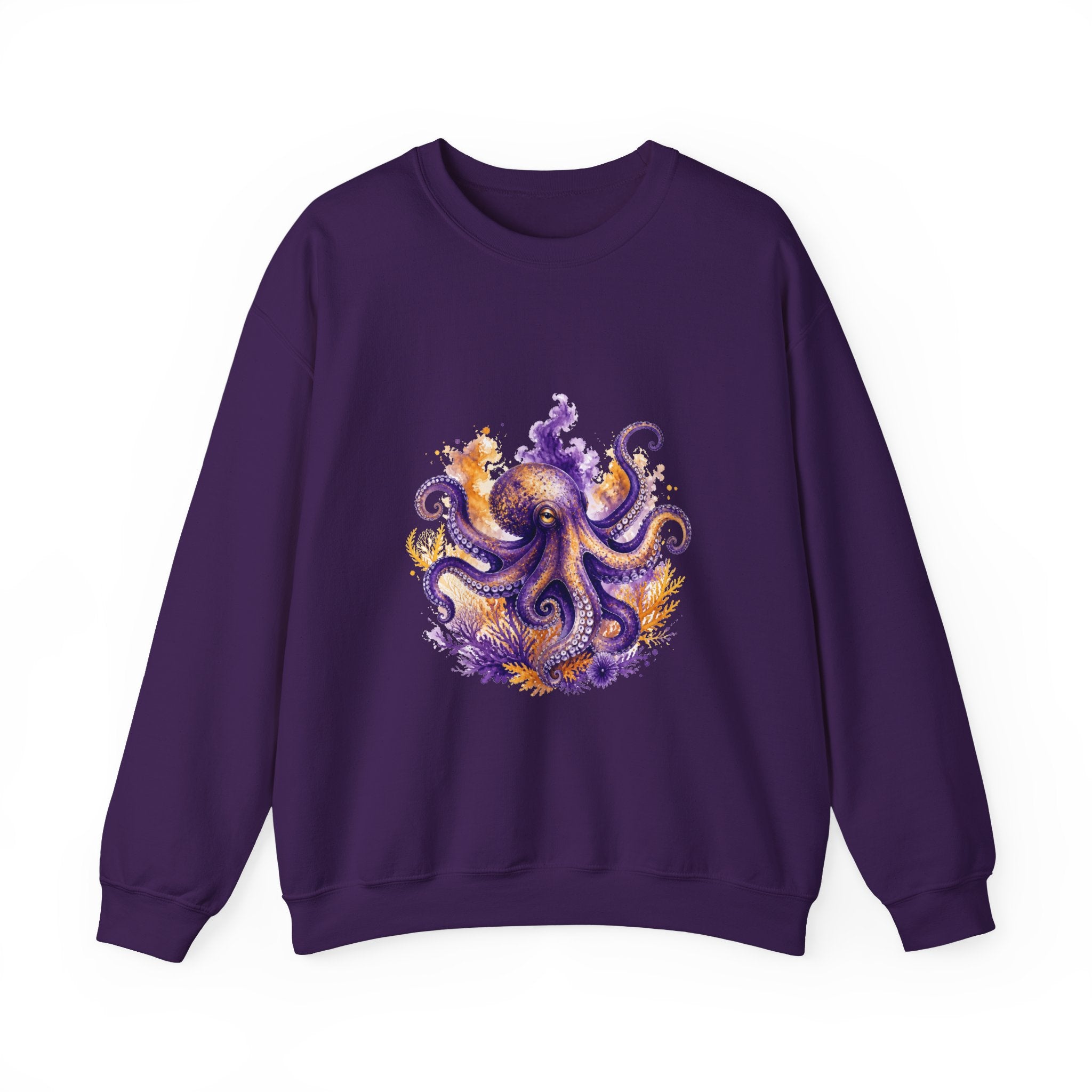 Matching Couple Sweatshirt - Octopus & Jellyfish Matching Couple Comfort Colors Crew Watercolor Art His Hers Birthday Gift - Design A