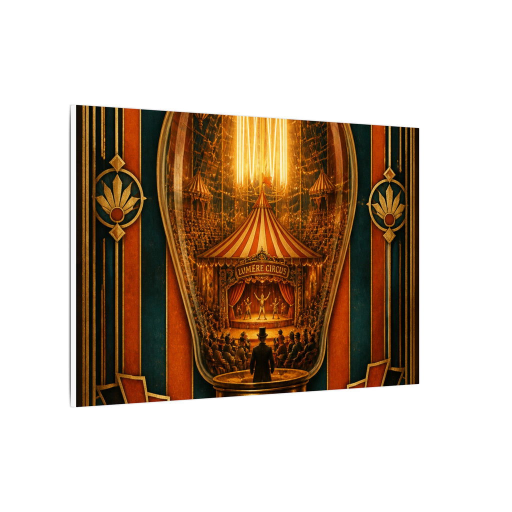 Light Bulb Circus Wall Art Canvas 24×36 Art Deco Bar Area Decor Maximalist Print