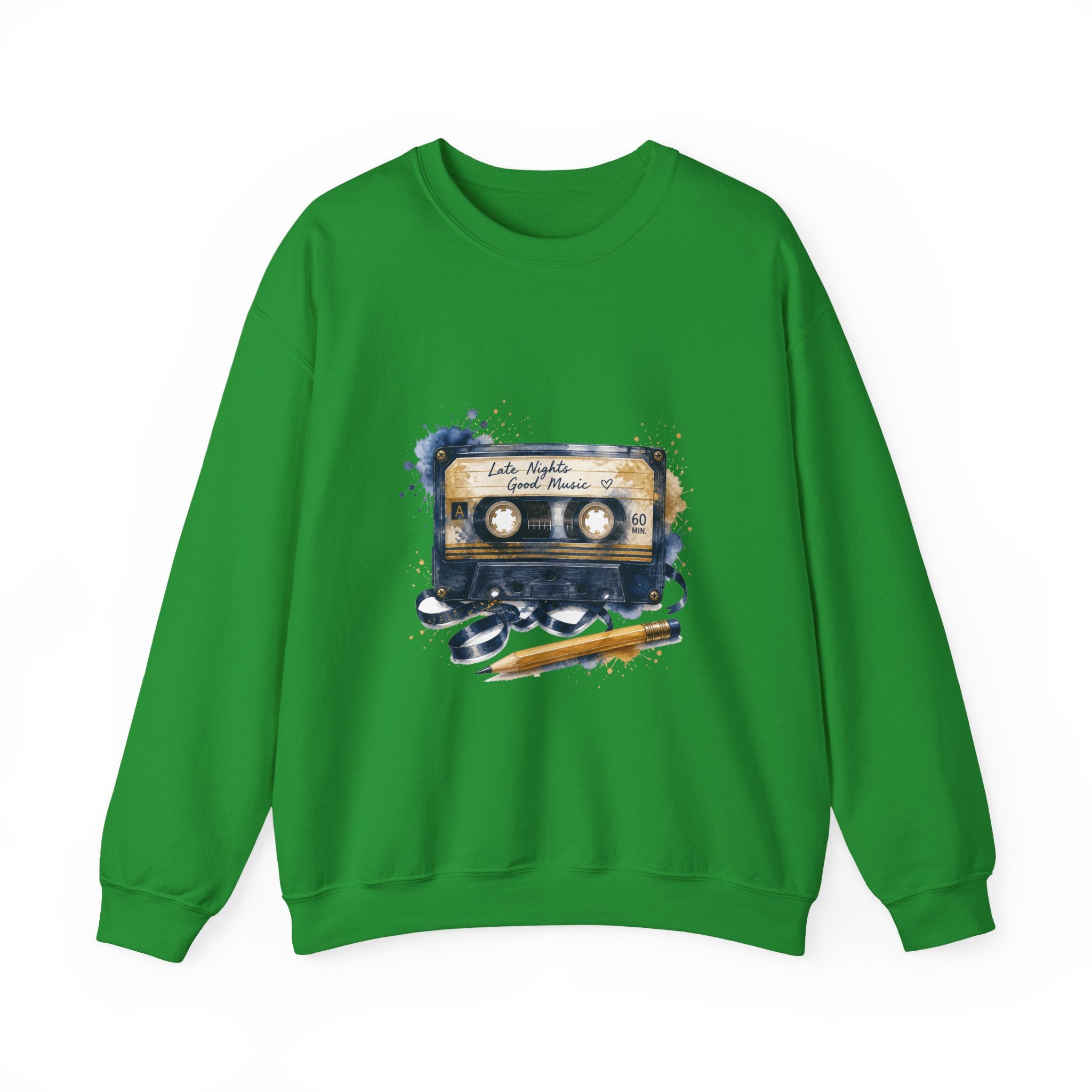 Matching Couple Sweatshirt - Vinyl & Cassette Matching Couple Crewneck Sweatshirt Watercolor Art His Hers Engagement Gift - Design B