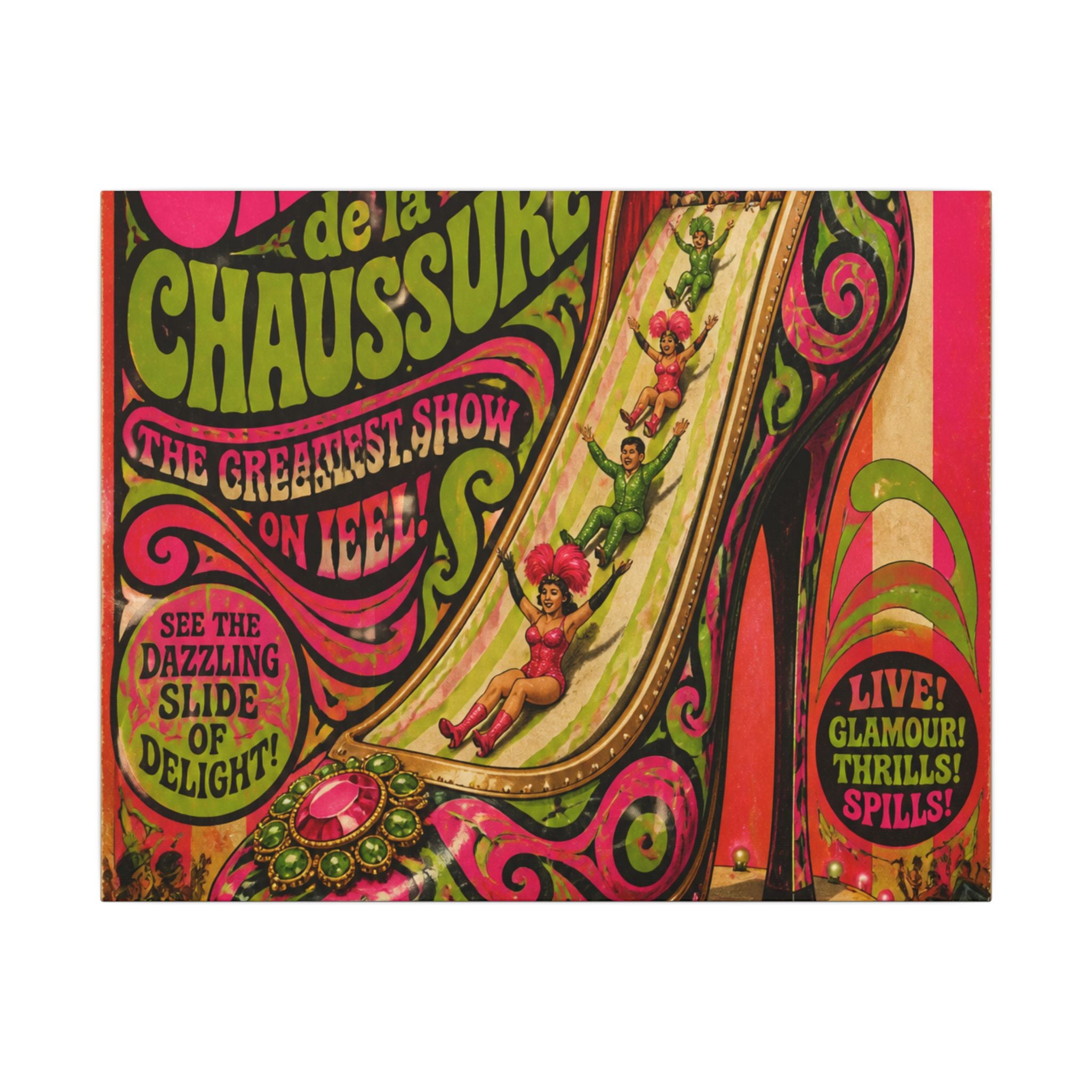 High Heel Slide Wall Art Canvas 24×36 Psychedelic Dining Room Decor Maximalist Print