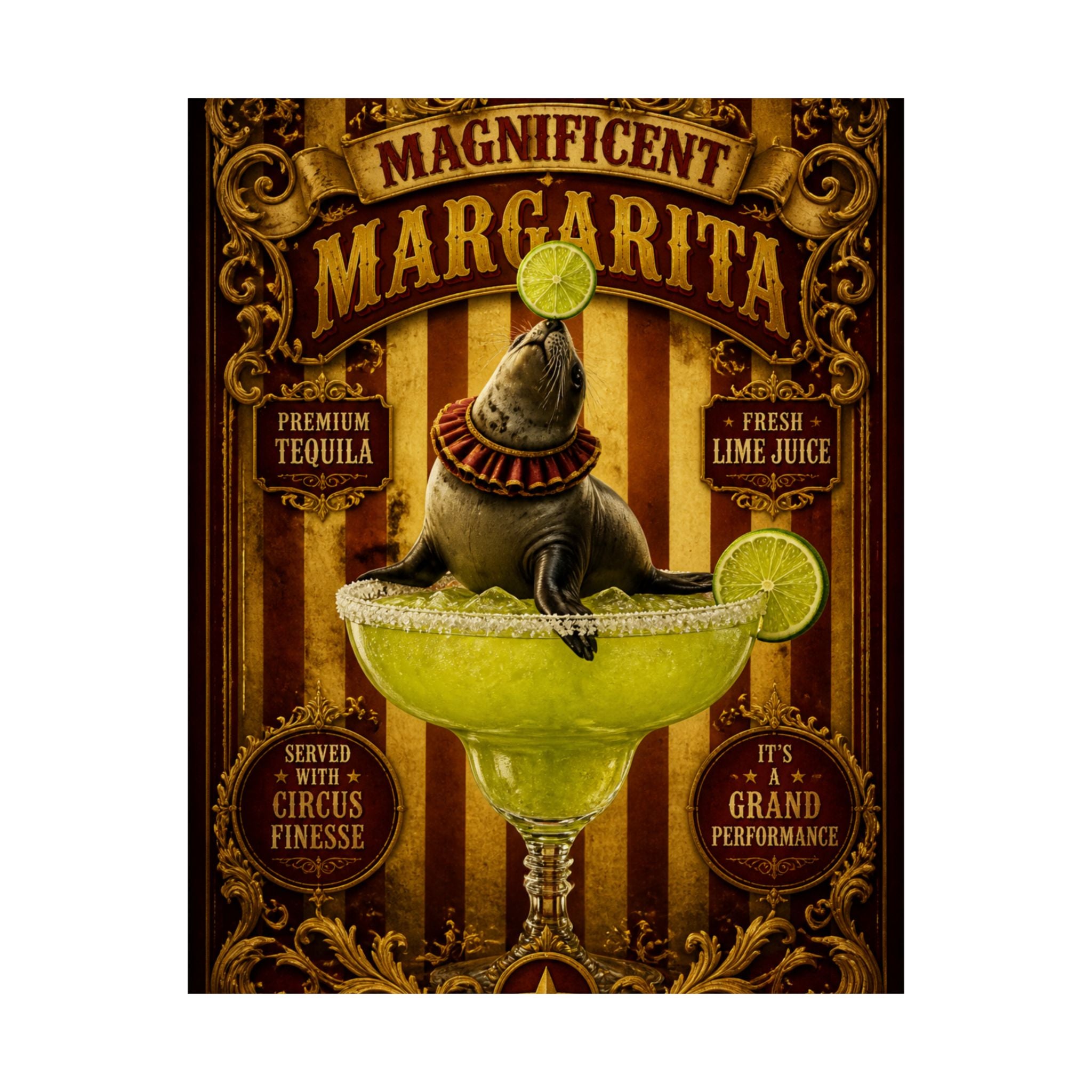 Margarita Balancing Seal Wall Art Poster 24×36 Baroque Studio Decor Maximalist Print