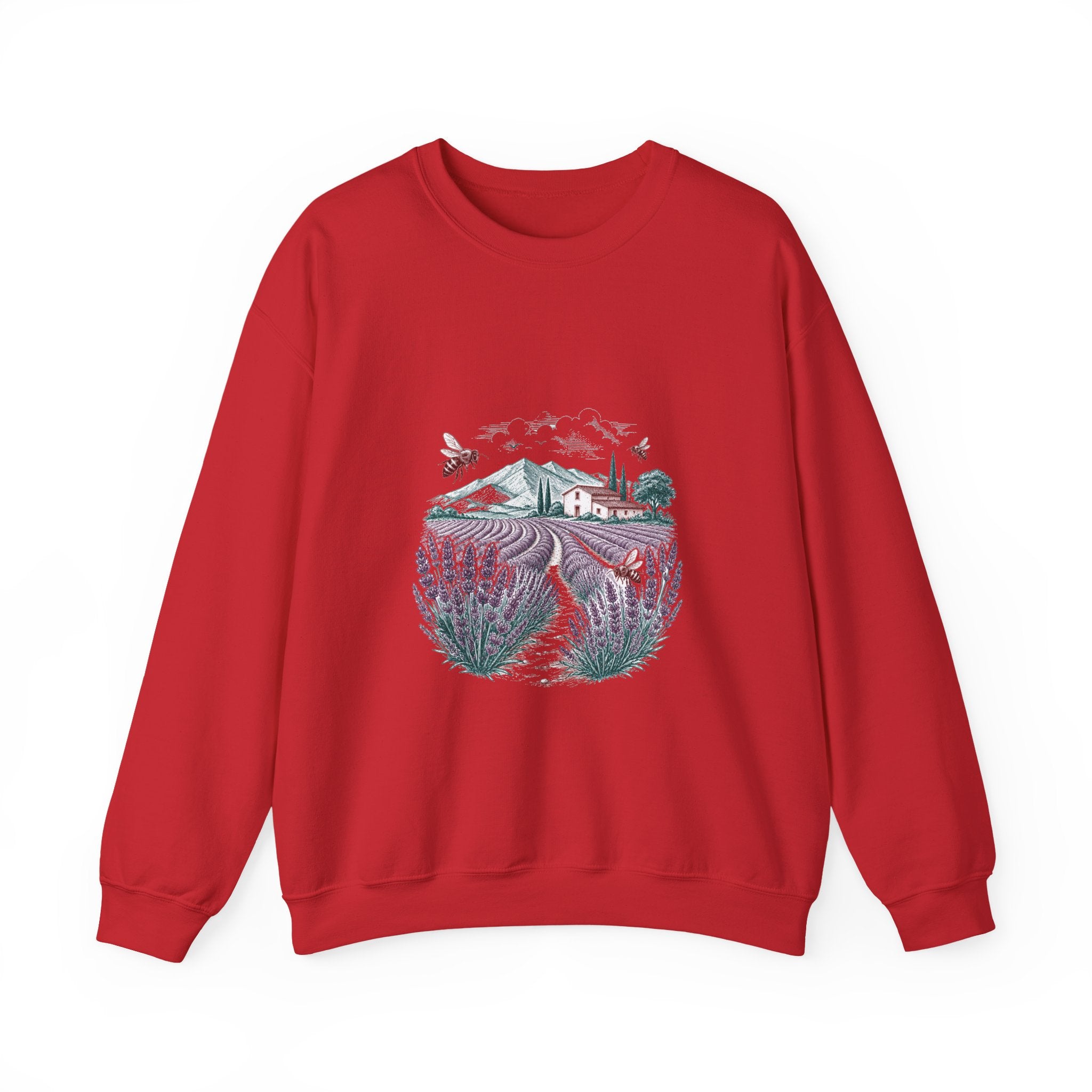 Matching Couple Sweatshirt - Lavender Fields & Canyon Matching Couple Crewneck Sweatshirt Hand-Drawn Art His Hers Best Friend Gift - Design A