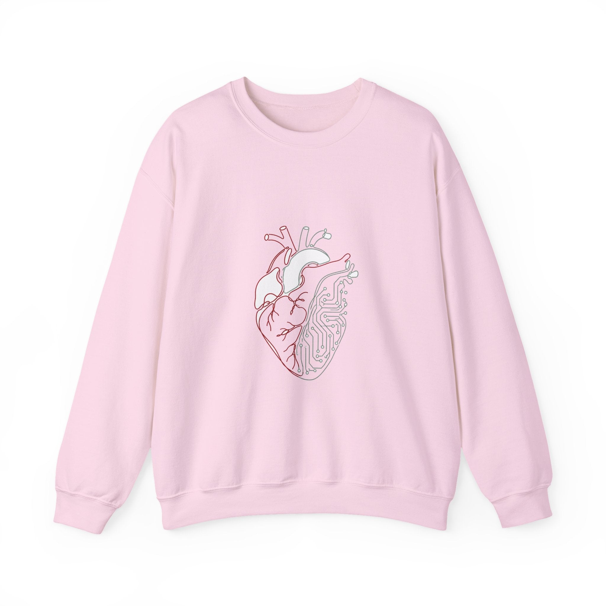 Matching Couple Sweatshirt - Robot & Heart Matching Couple Premium Fleece Sweatshirt Minimalist Art His Hers Christmas Gift - Design B