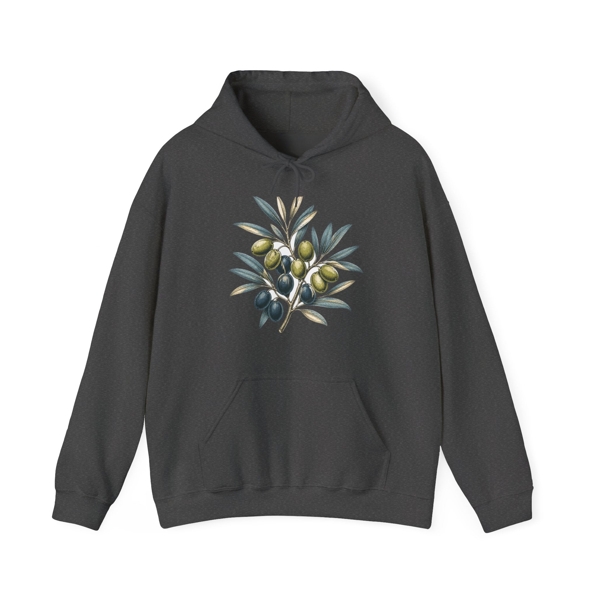 Matching Couple Sweatshirt - Olive Branch & Fig Matching Couple Hooded Sweatshirt Hand-Drawn Art His Hers Best Friend Gift - Design A
