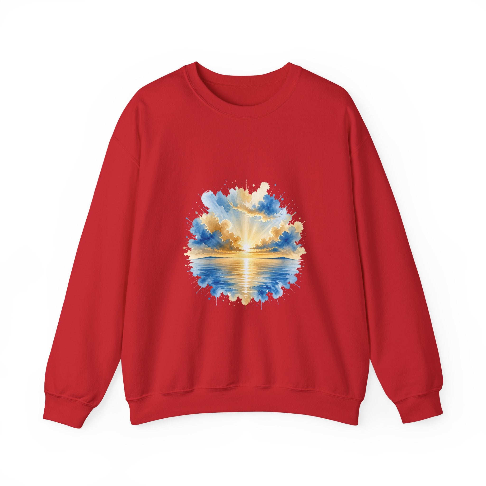 Matching Couple Sweatshirt - Sunrise & Sunset Matching Couple Crewneck Sweatshirt Watercolor Art His Hers Engagement Gift - Design A