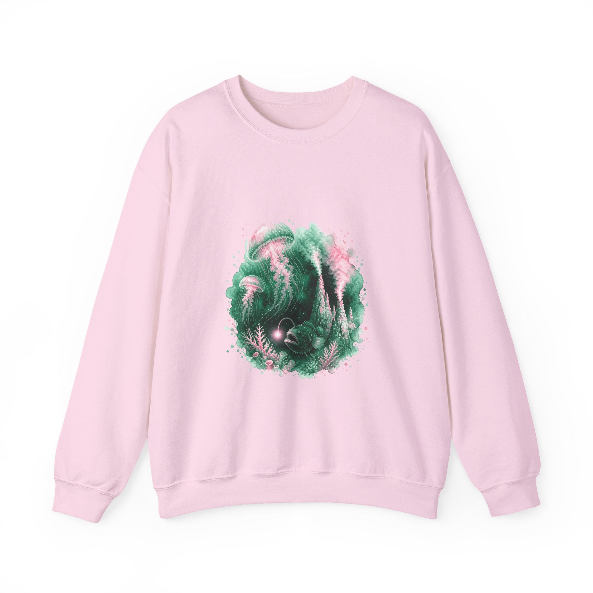 Matching Couple Sweatshirt - Coral Reef & Deep Sea Matching Couple Crewneck Sweatshirt Watercolor Art His Hers Engagement Gift - Design B