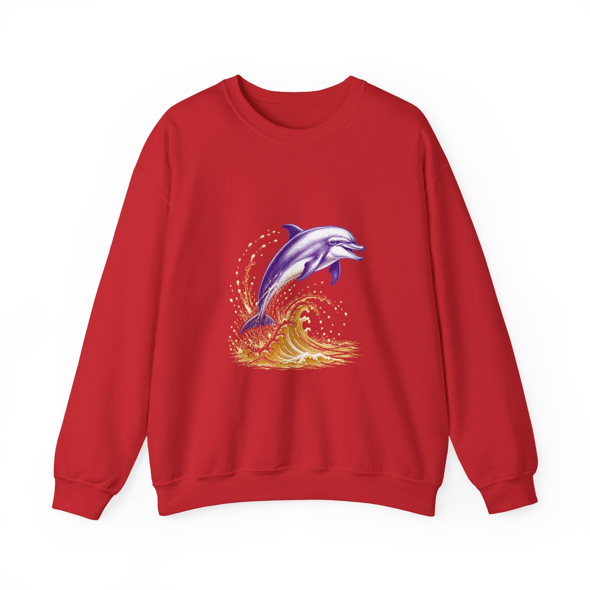 Matching Couple Sweatshirt - Shark & Dolphin Matching Couple Crewneck Sweatshirt Vintage Art His Hers Wedding Gift - Design B