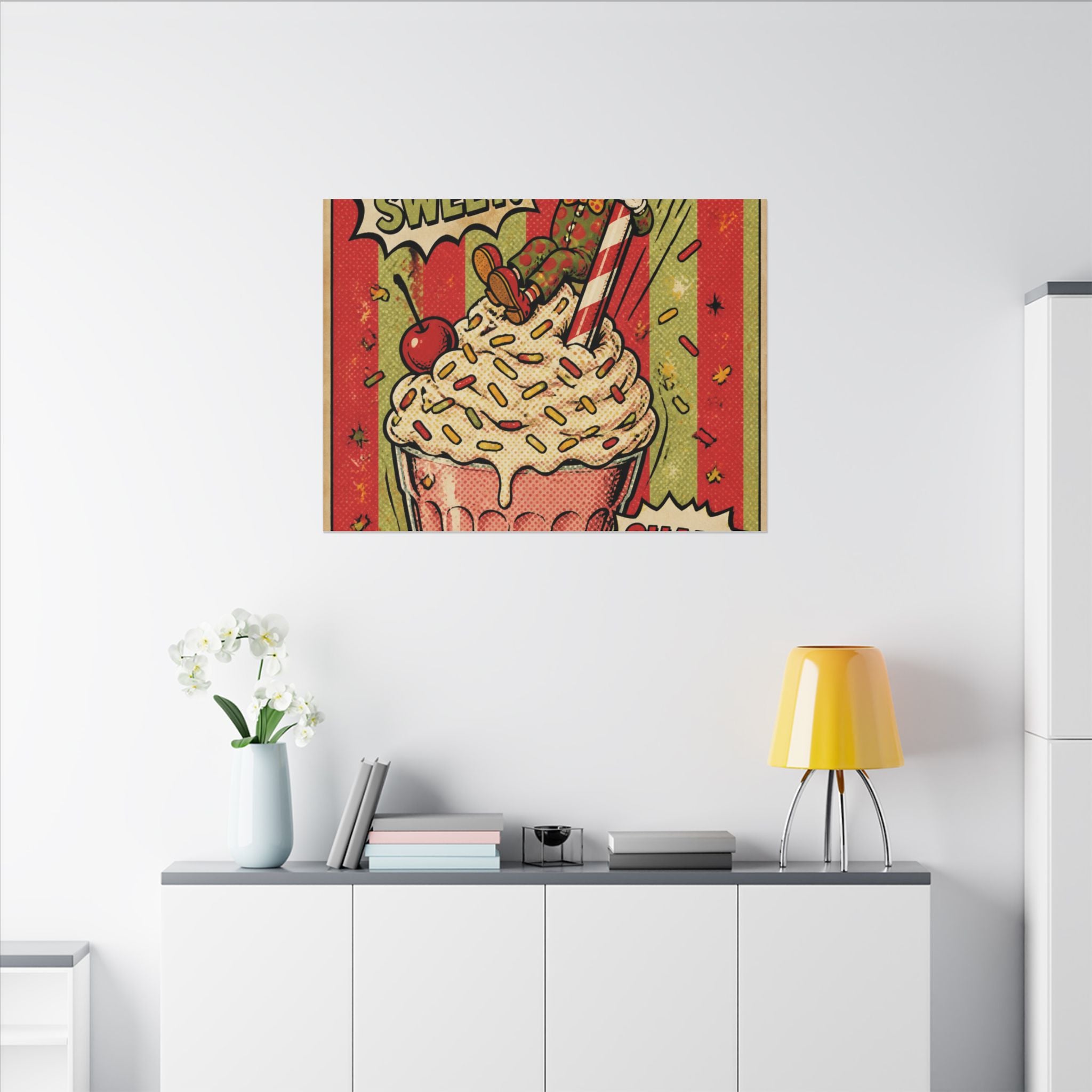 Milkshake Slide Clown Wall Art Canvas 16×20 Pop Art Living Room Decor Maximalist Print