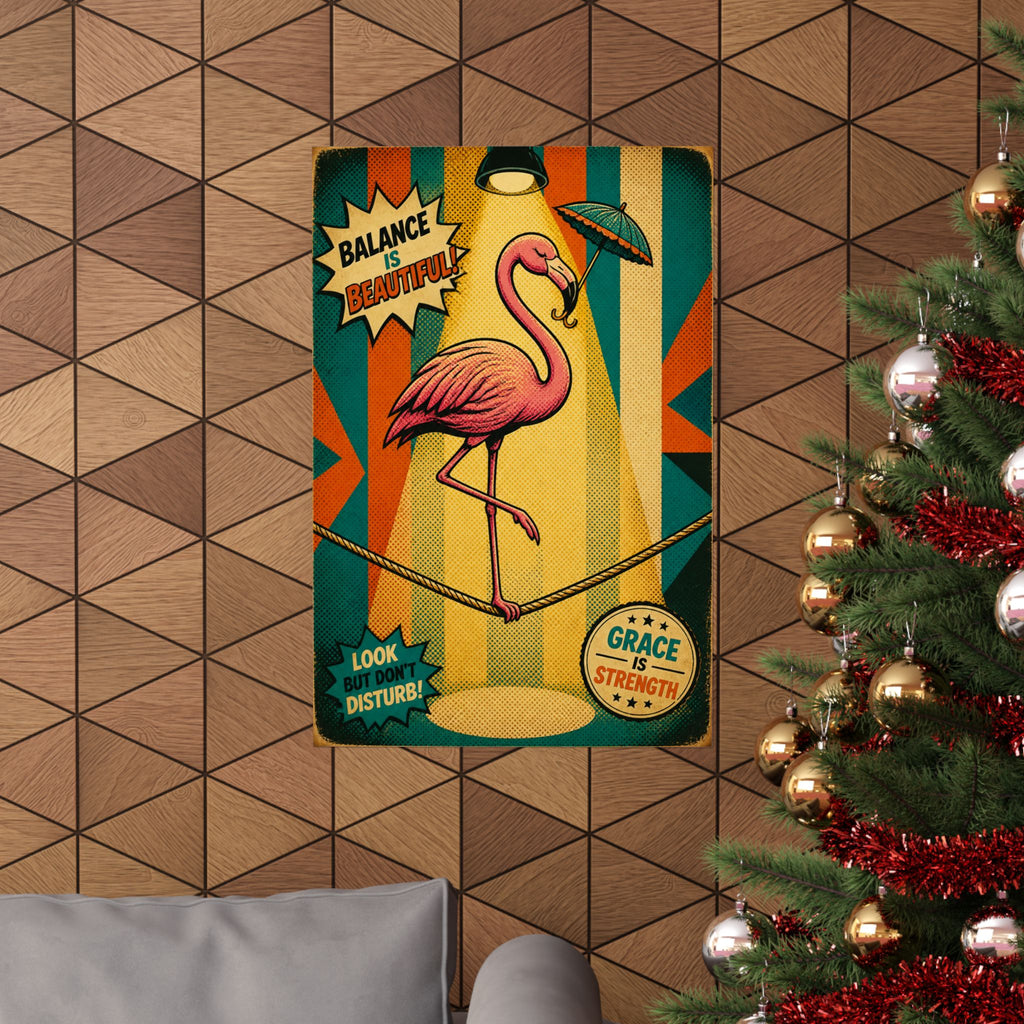 Flamingo Tightrope Wall Art Poster 18×24 Pop Art Living Room Decor Maximalist Print