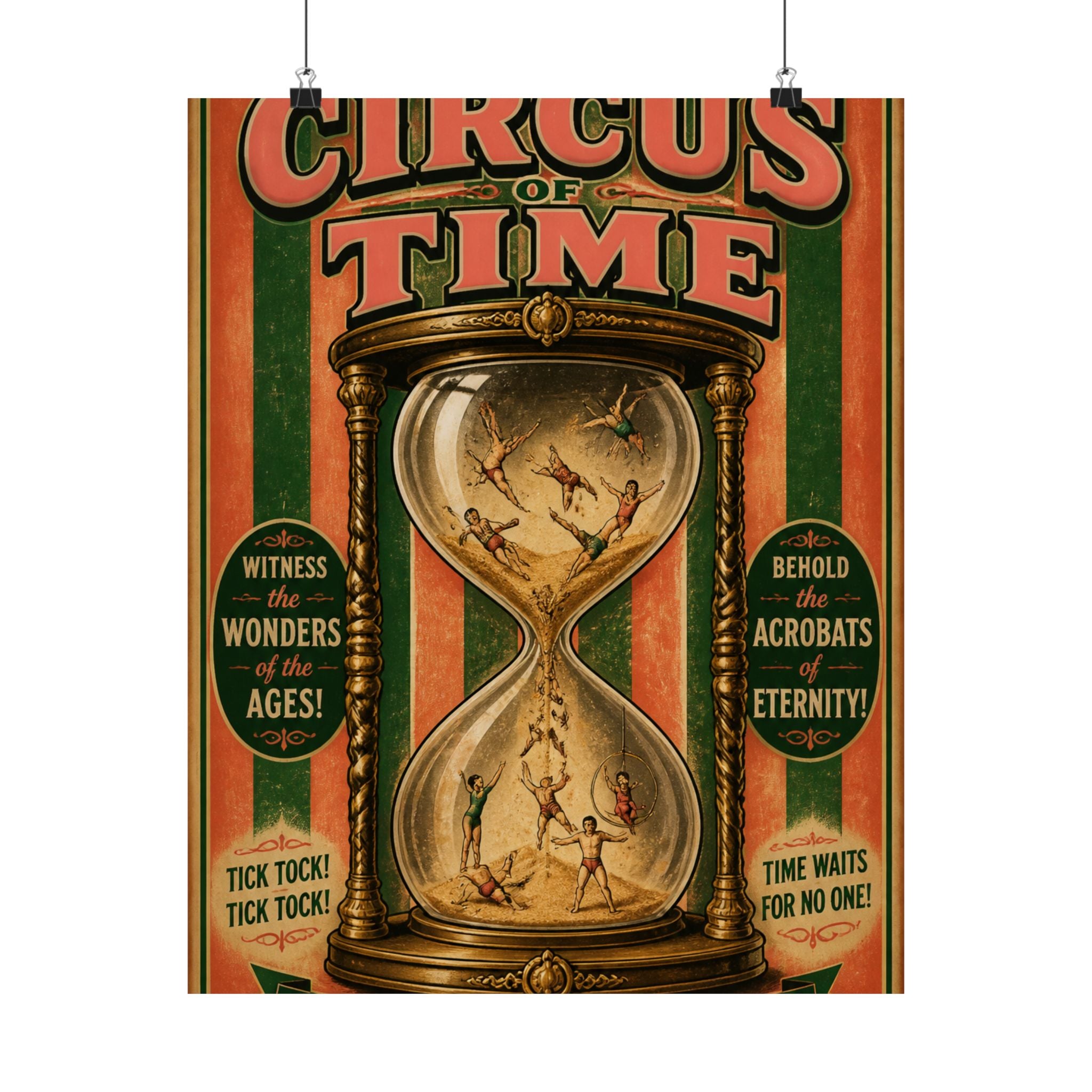 Hourglass Acrobats Wall Art Poster 24×36 Vintage Circus Bedroom Decor Maximalist Print