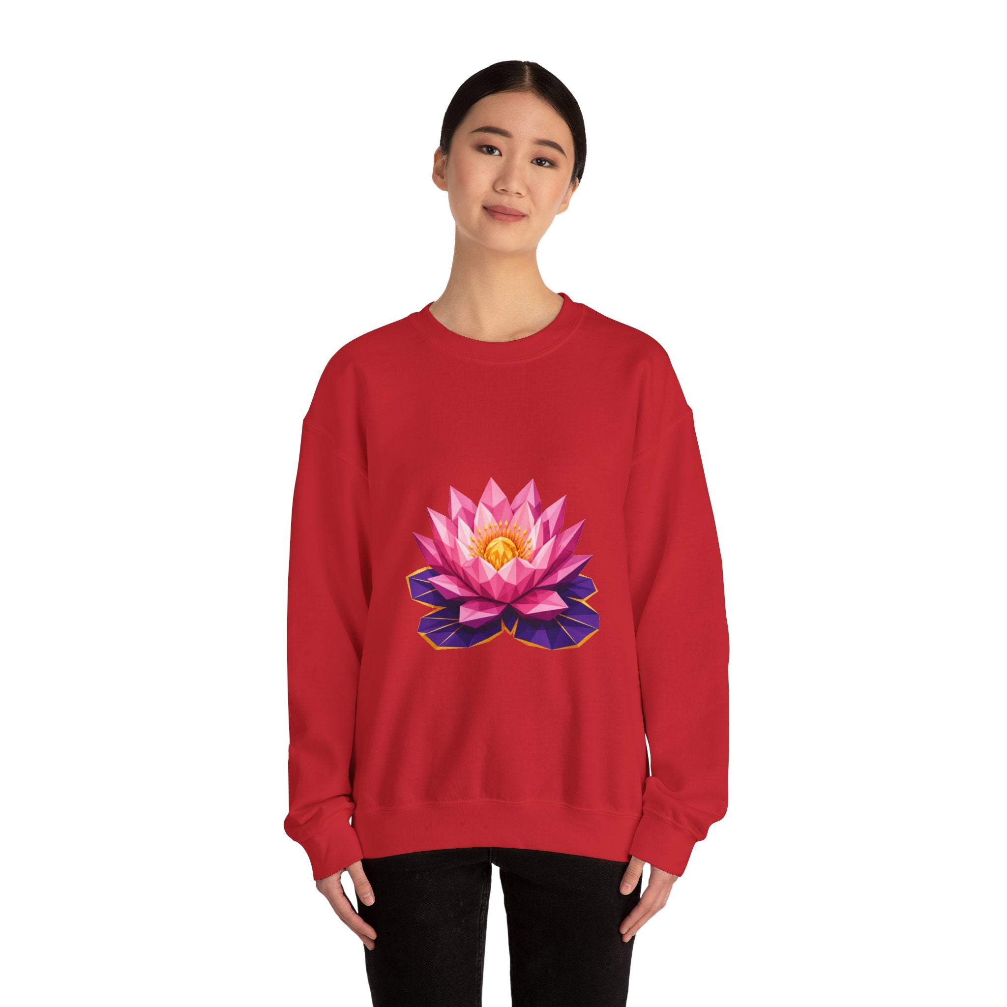 Matching Couple Sweatshirt - Open & Closed Lotus Matching Couple Comfort Colors Crew Geometric Art His Hers Love Gift - Design A