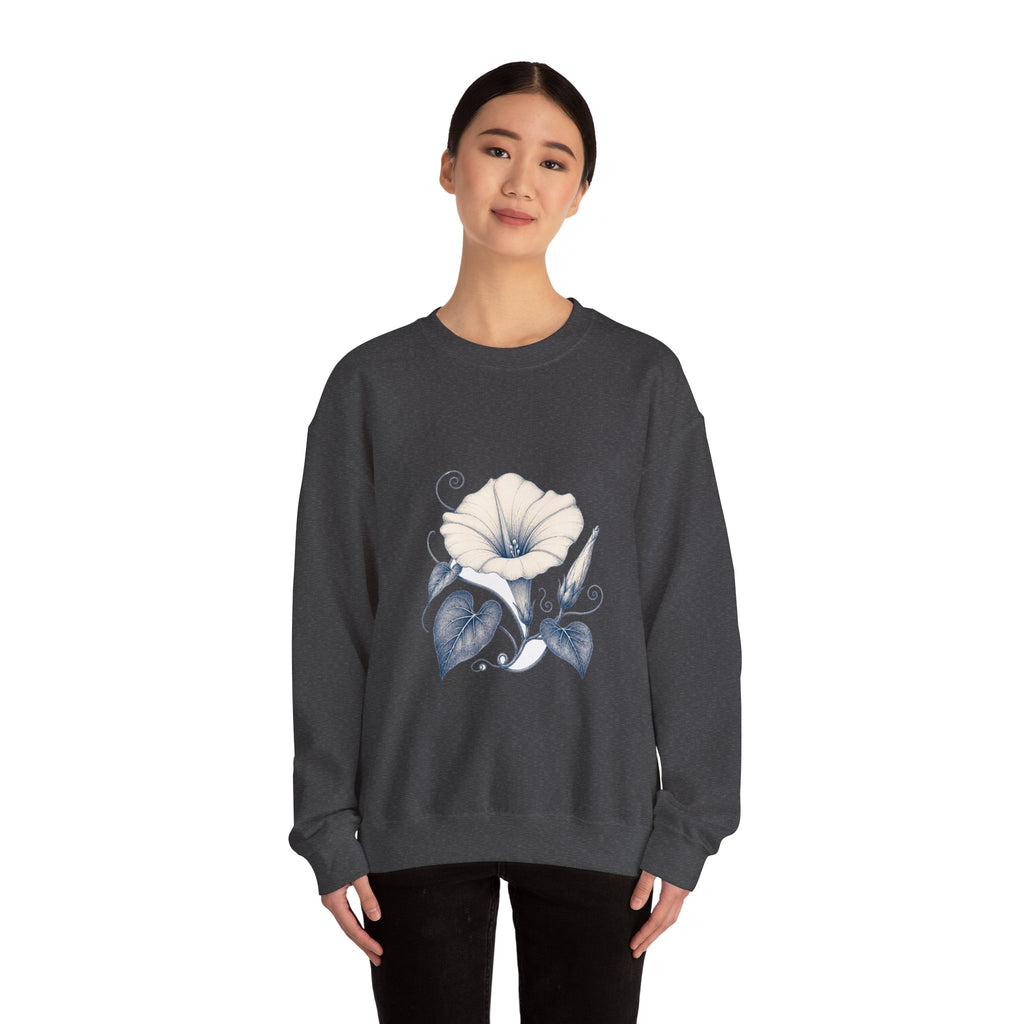 Matching Couple Sweatshirt - Sunflower & Moonflower Matching Couple Comfort Colors Crew Hand-Drawn Art His Hers Anniversary Gift - Design B