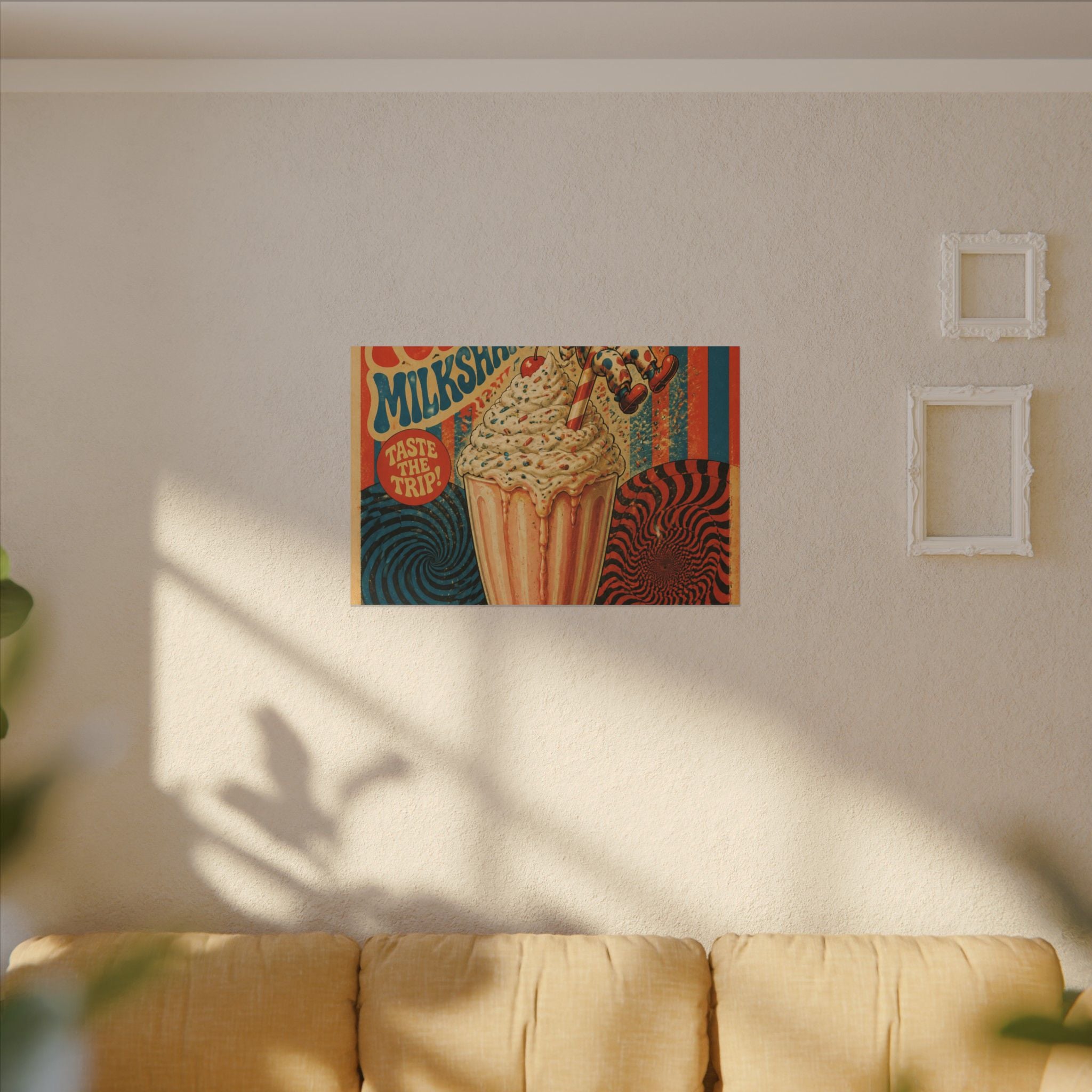 Milkshake Slide Clown Wall Art Canvas 24×36 Psychedelic Dining Room Decor Maximalist Print