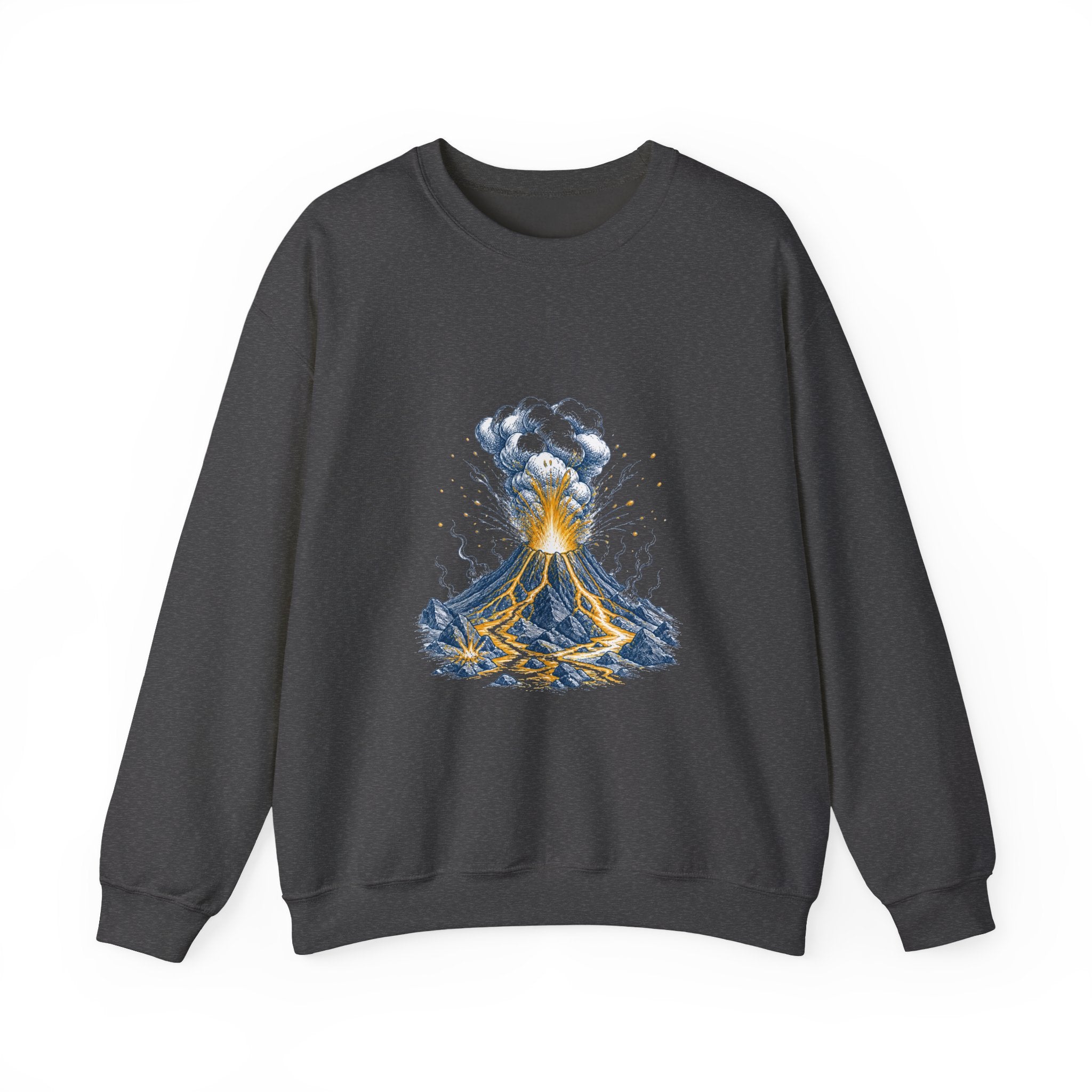 Matching Couple Sweatshirt - Volcano & Glacier Matching Couple Crewneck Sweatshirt Hand-Drawn Art His Hers Best Friend Gift - Design A