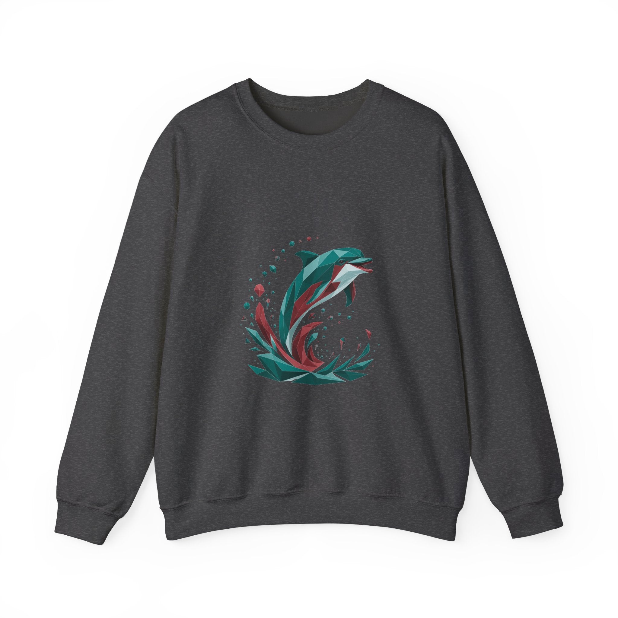 Matching Couple Sweatshirt - Shark & Dolphin Matching Couple Comfort Colors Crew Geometric Art His Hers Love Gift - Design B